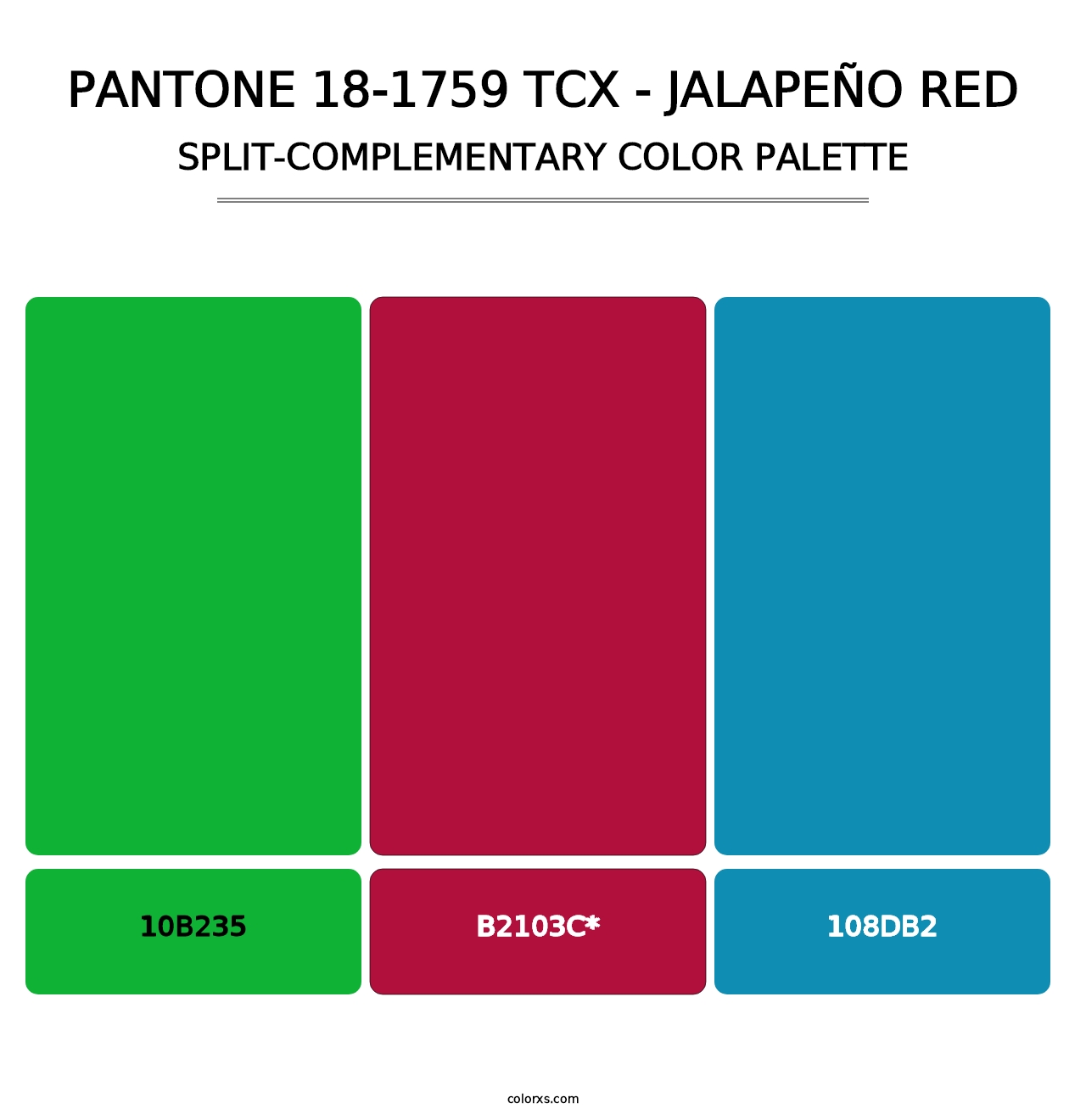 PANTONE 18-1759 TCX - Jalapeño Red - Split-Complementary Color Palette
