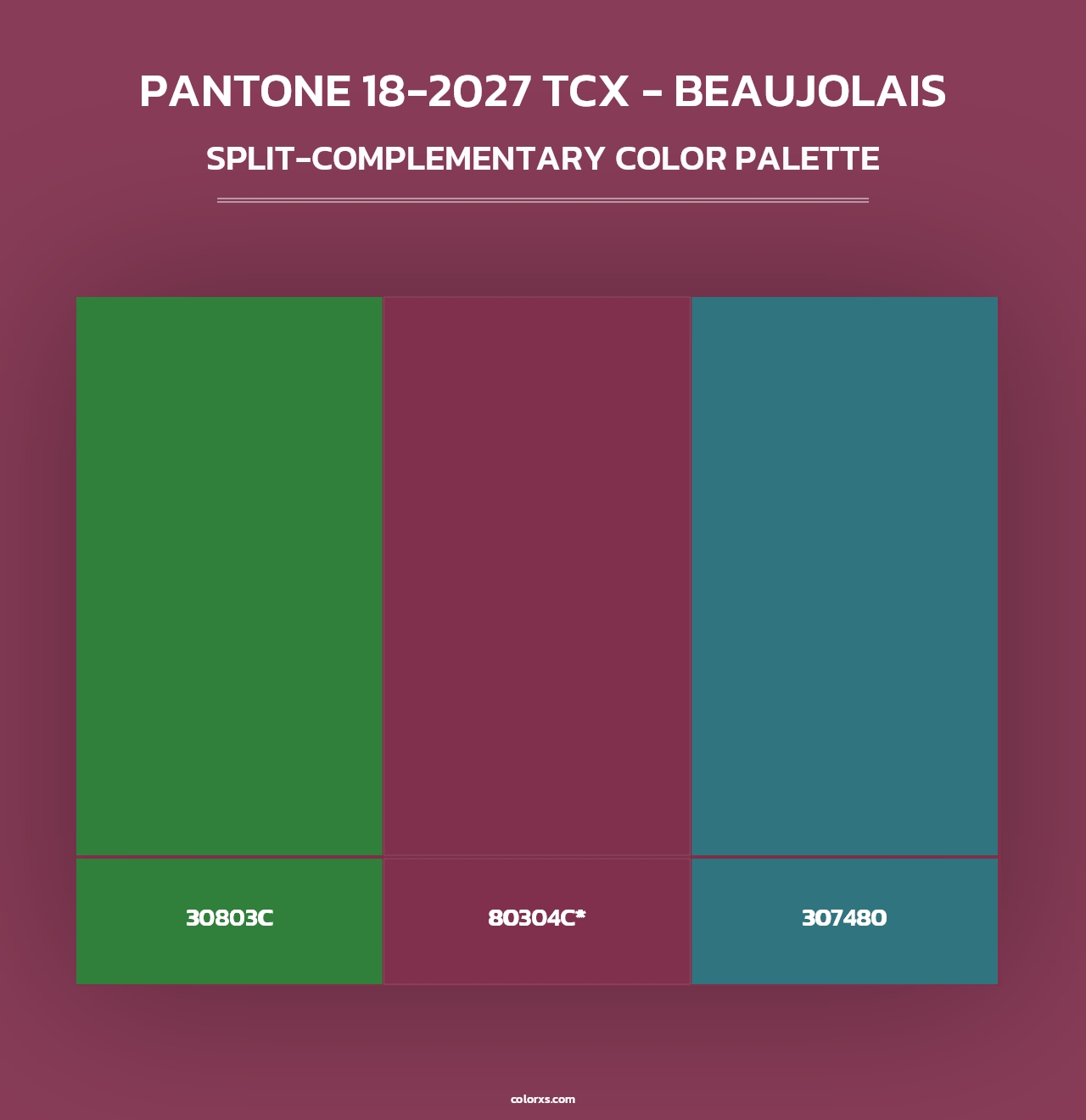 PANTONE 18-2027 TCX - Beaujolais - Split-Complementary Color Palette