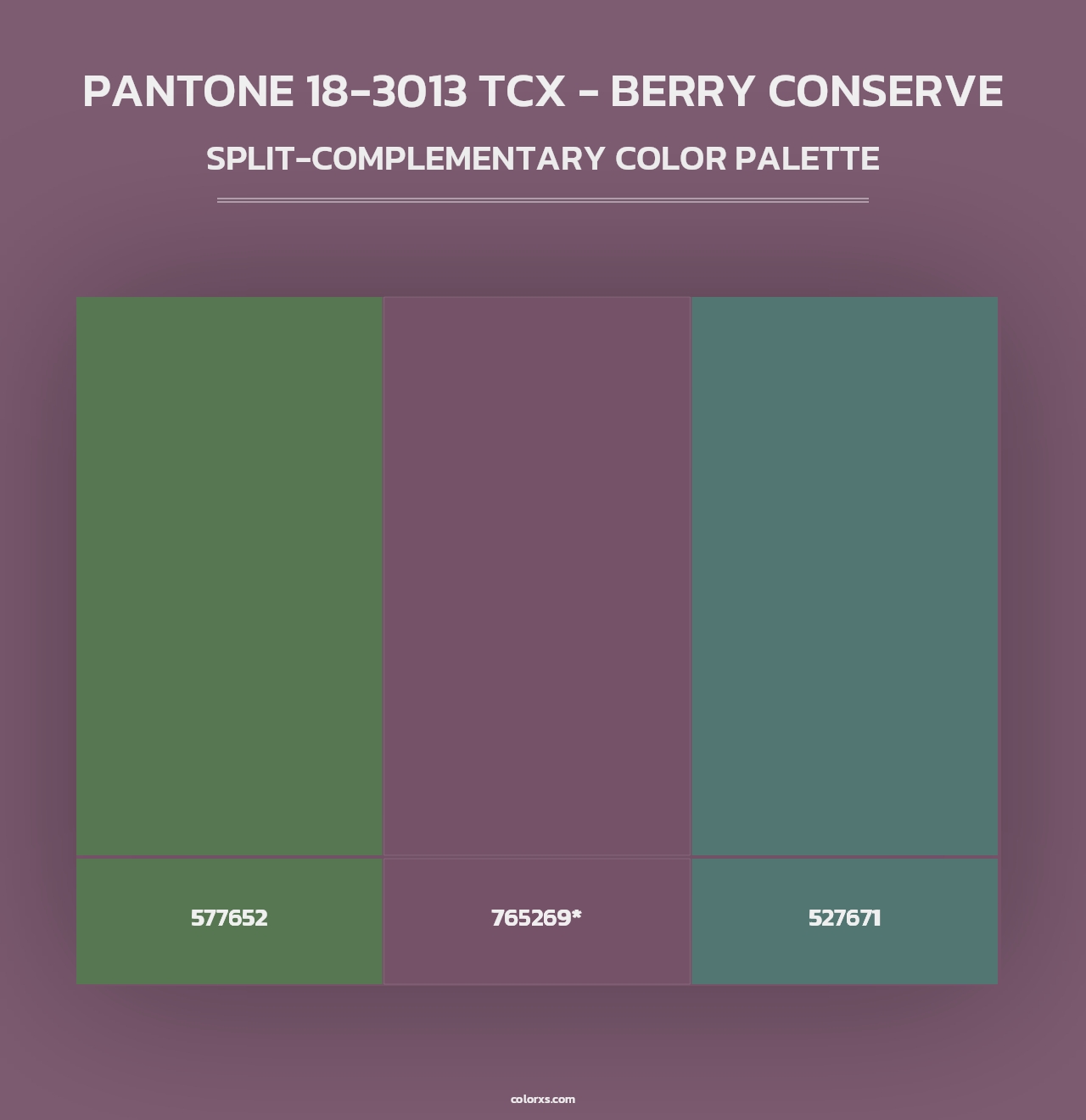 PANTONE 18-3013 TCX - Berry Conserve - Split-Complementary Color Palette