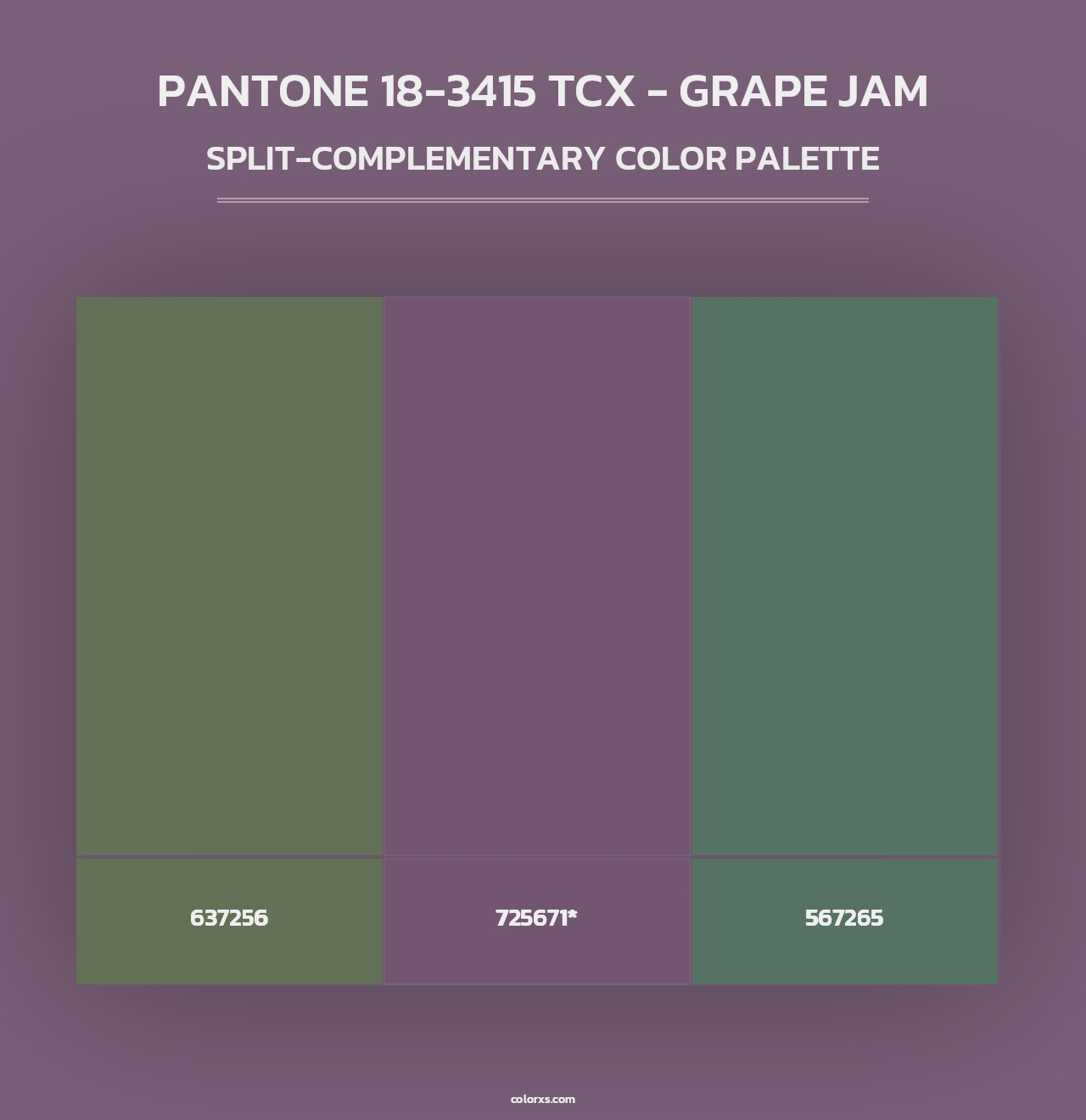 PANTONE 18-3415 TCX - Grape Jam - Split-Complementary Color Palette