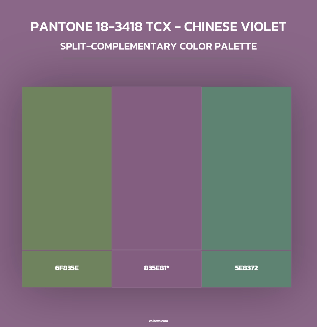 PANTONE 18-3418 TCX - Chinese Violet - Split-Complementary Color Palette
