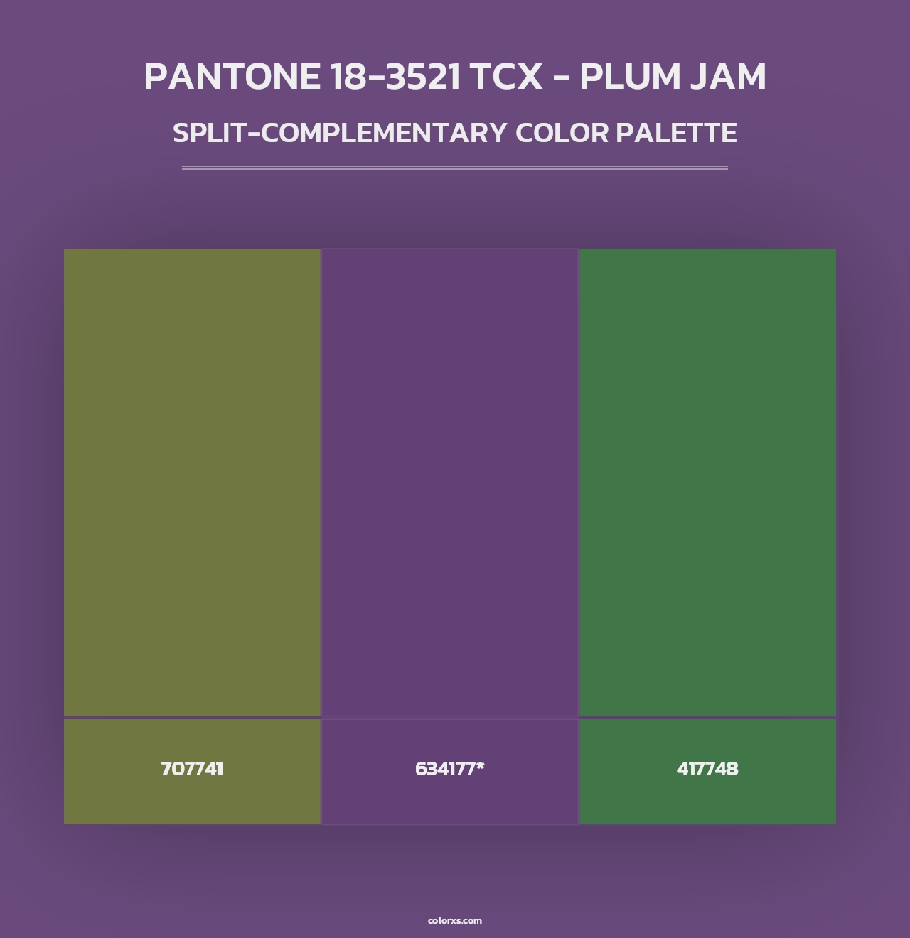 PANTONE 18-3521 TCX - Plum Jam - Split-Complementary Color Palette