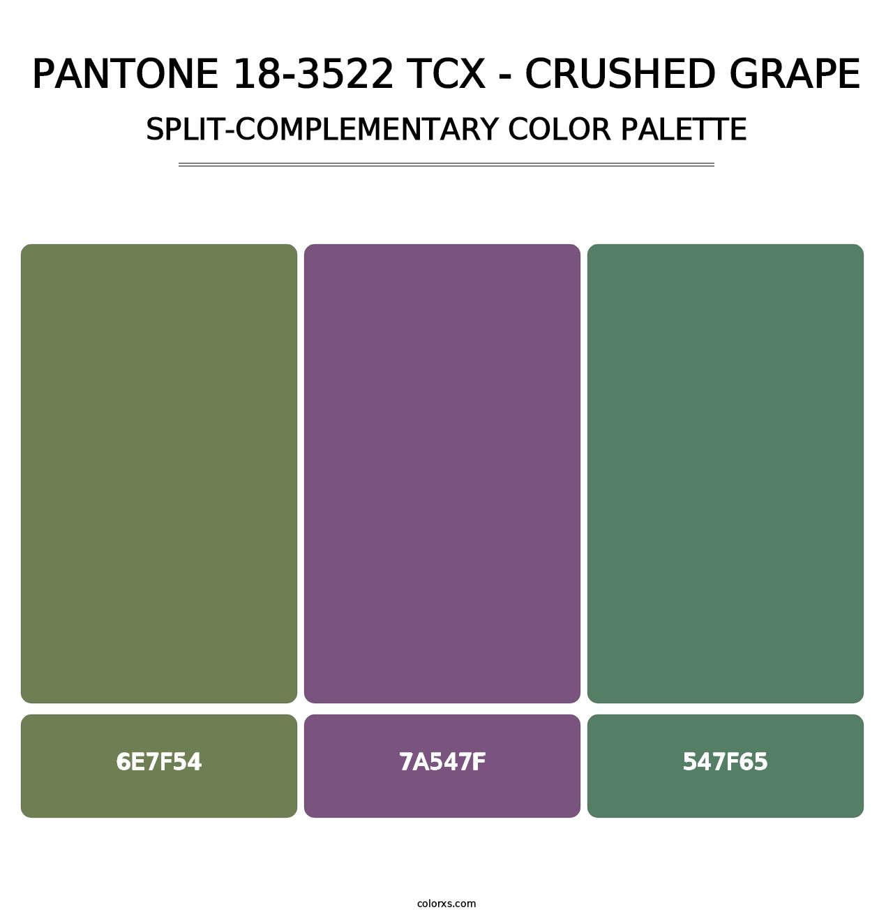 PANTONE 18-3522 TCX - Crushed Grape - Split-Complementary Color Palette