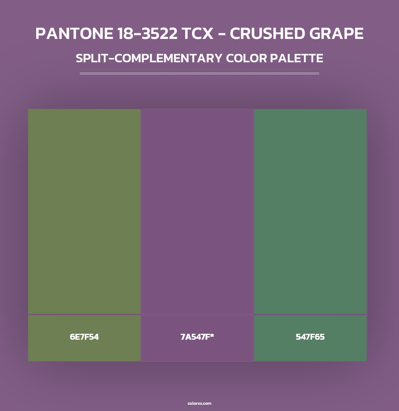 PANTONE 18-3522 TCX - Crushed Grape - Split-Complementary Color Palette