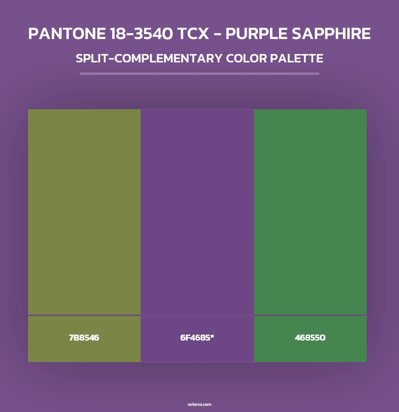 PANTONE 18-3540 TCX - Purple Sapphire - Split-Complementary Color Palette