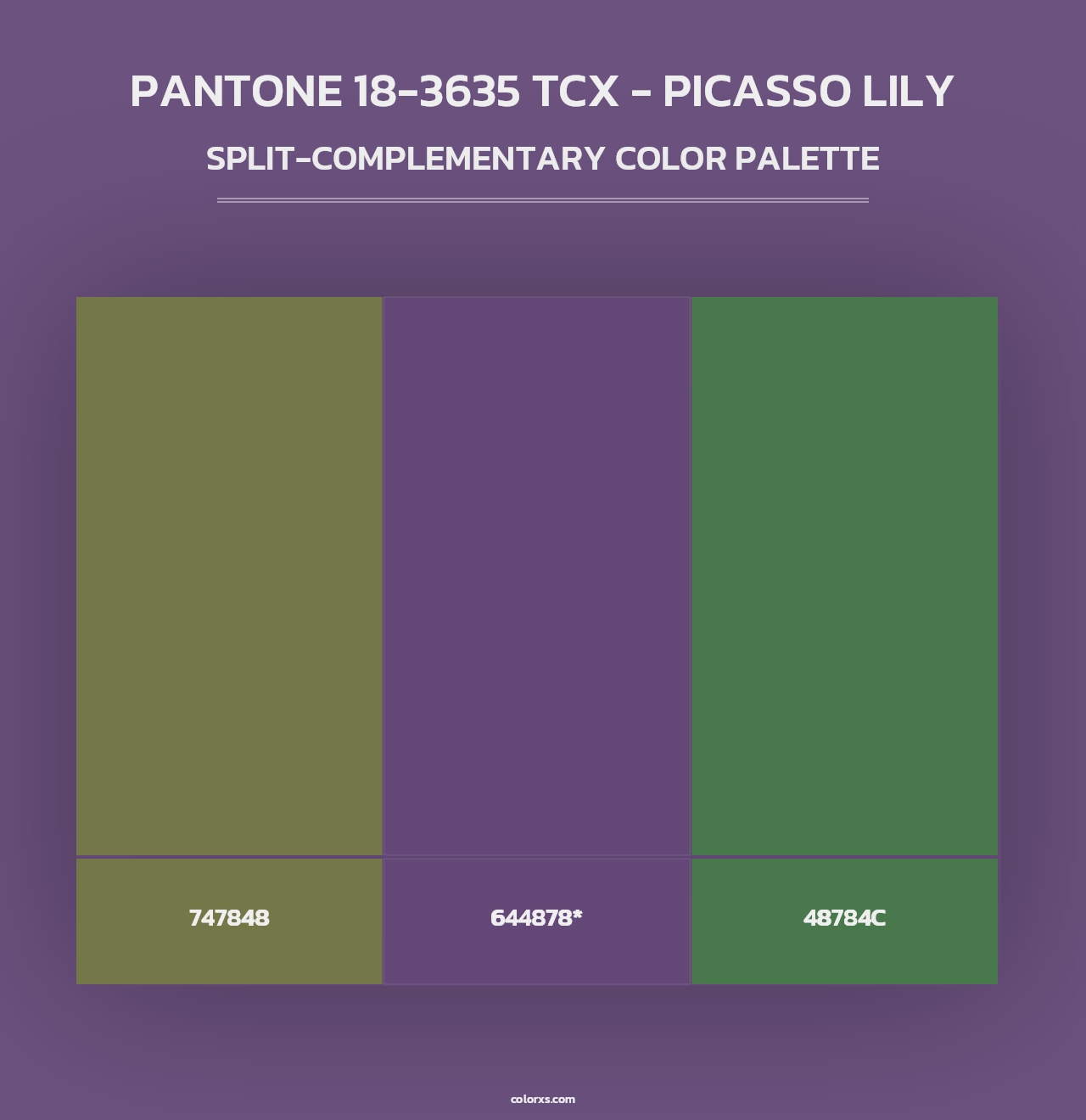 PANTONE 18-3635 TCX - Picasso Lily - Split-Complementary Color Palette
