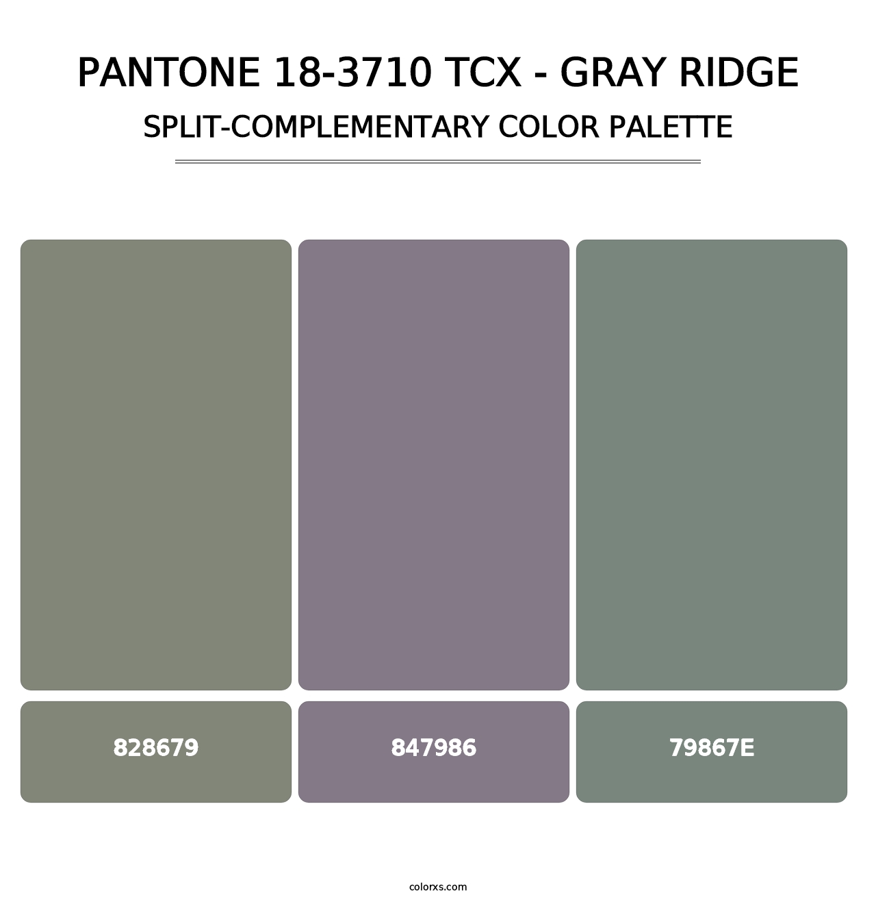 PANTONE 18-3710 TCX - Gray Ridge - Split-Complementary Color Palette
