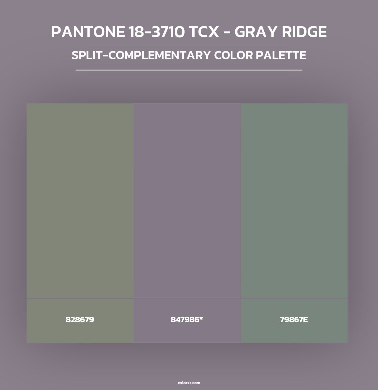 PANTONE 18-3710 TCX - Gray Ridge - Split-Complementary Color Palette