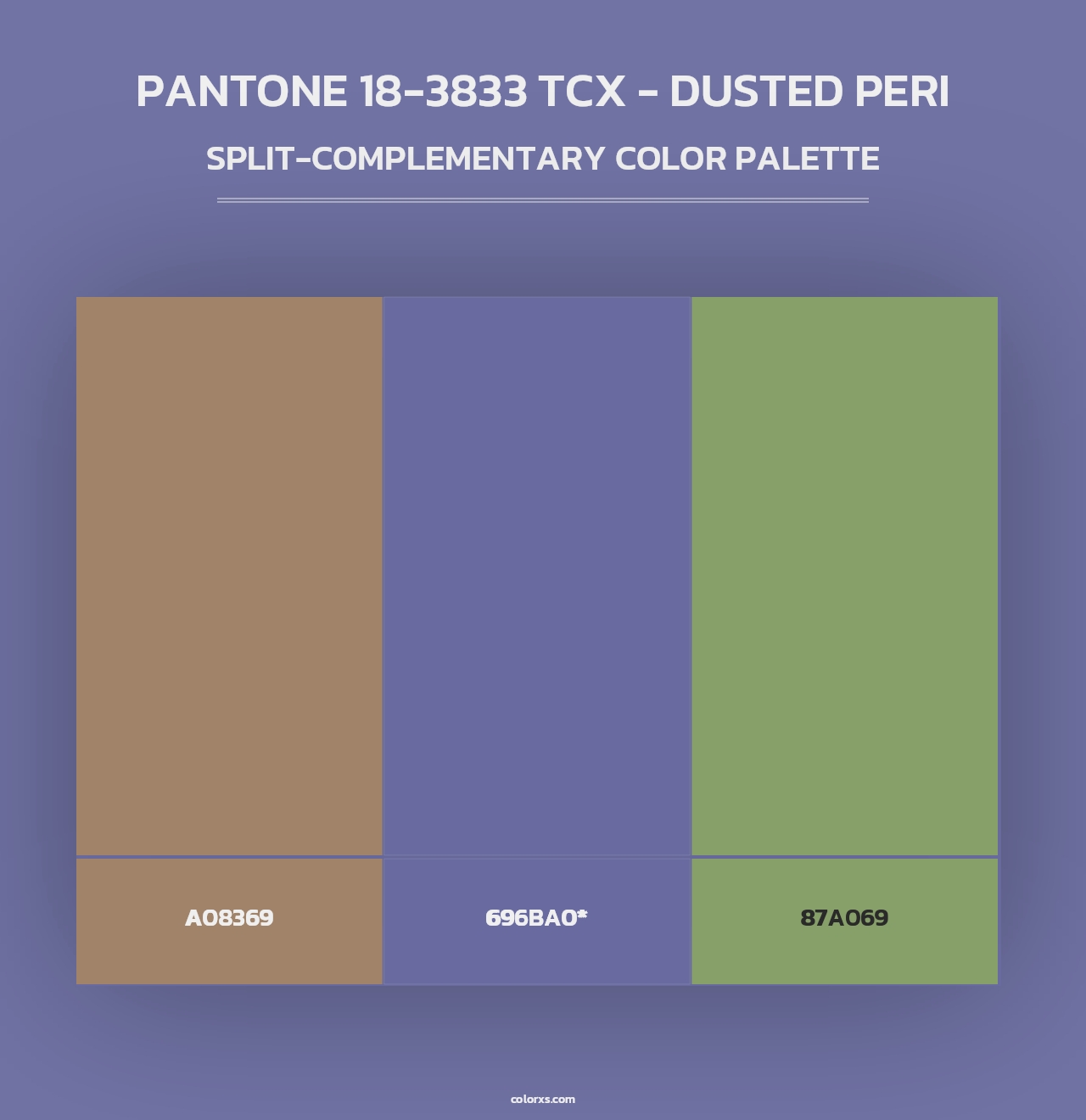 PANTONE 18-3833 TCX - Dusted Peri - Split-Complementary Color Palette