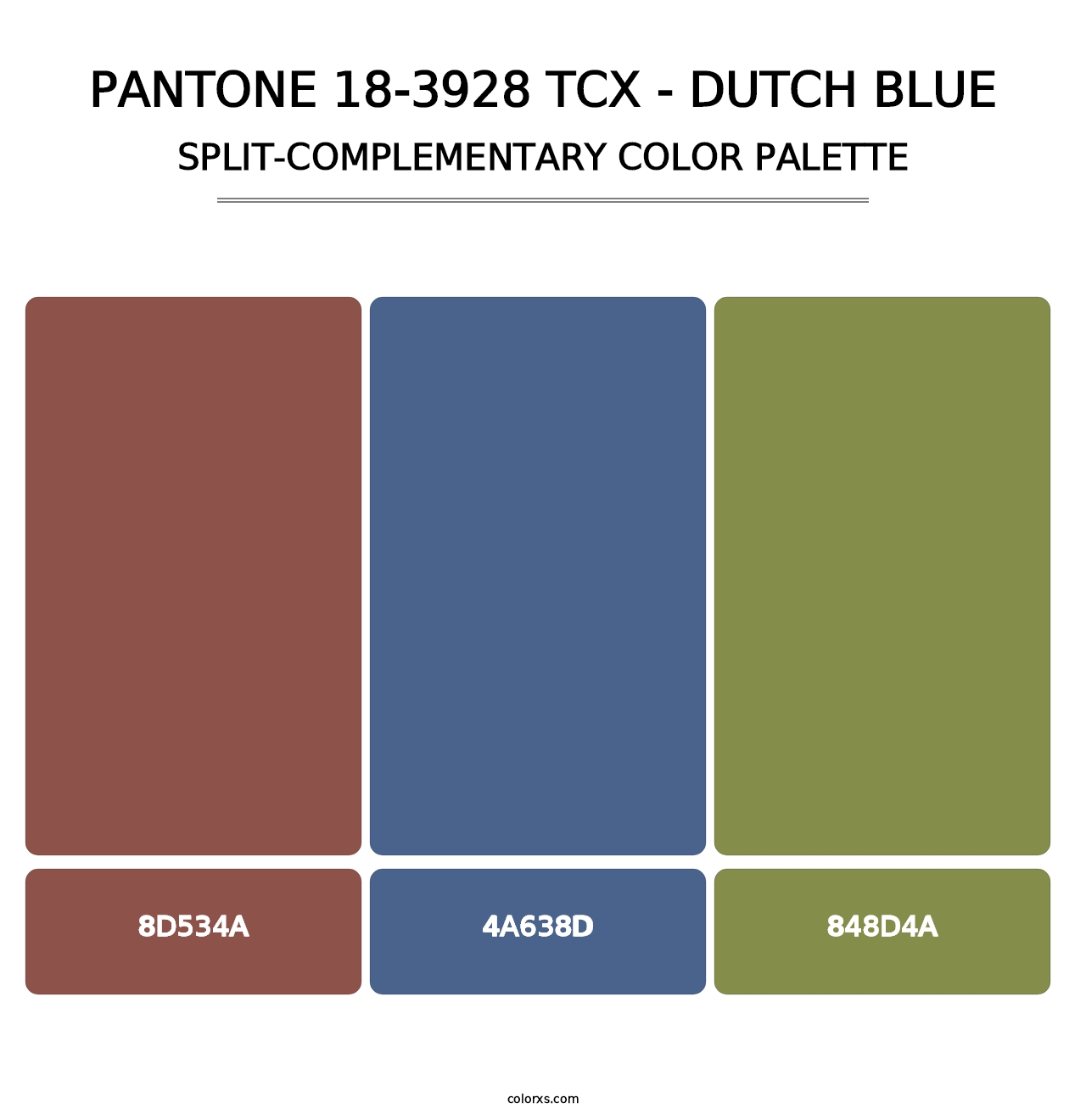PANTONE 18-3928 TCX - Dutch Blue - Split-Complementary Color Palette