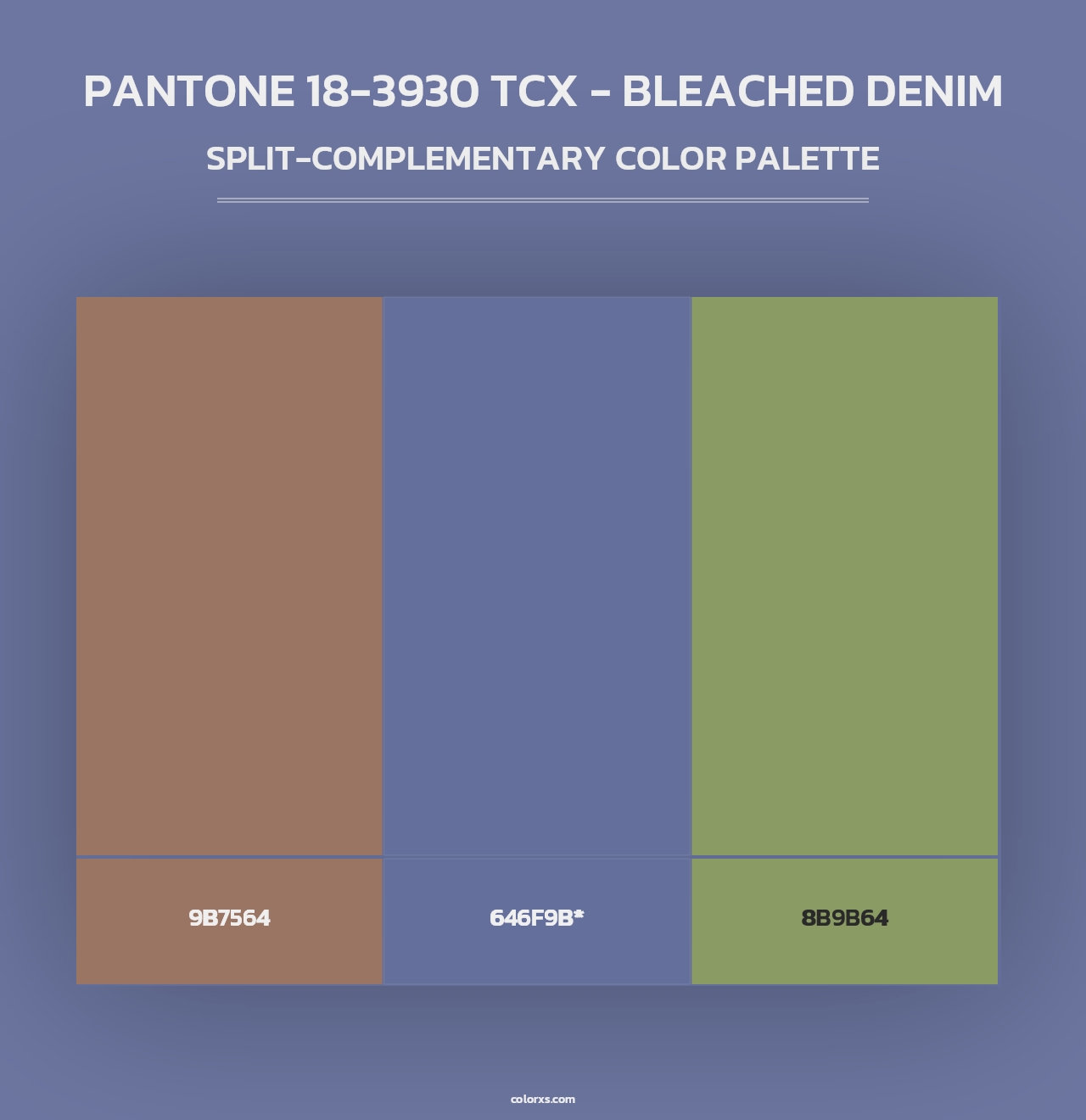 PANTONE 18-3930 TCX - Bleached Denim - Split-Complementary Color Palette