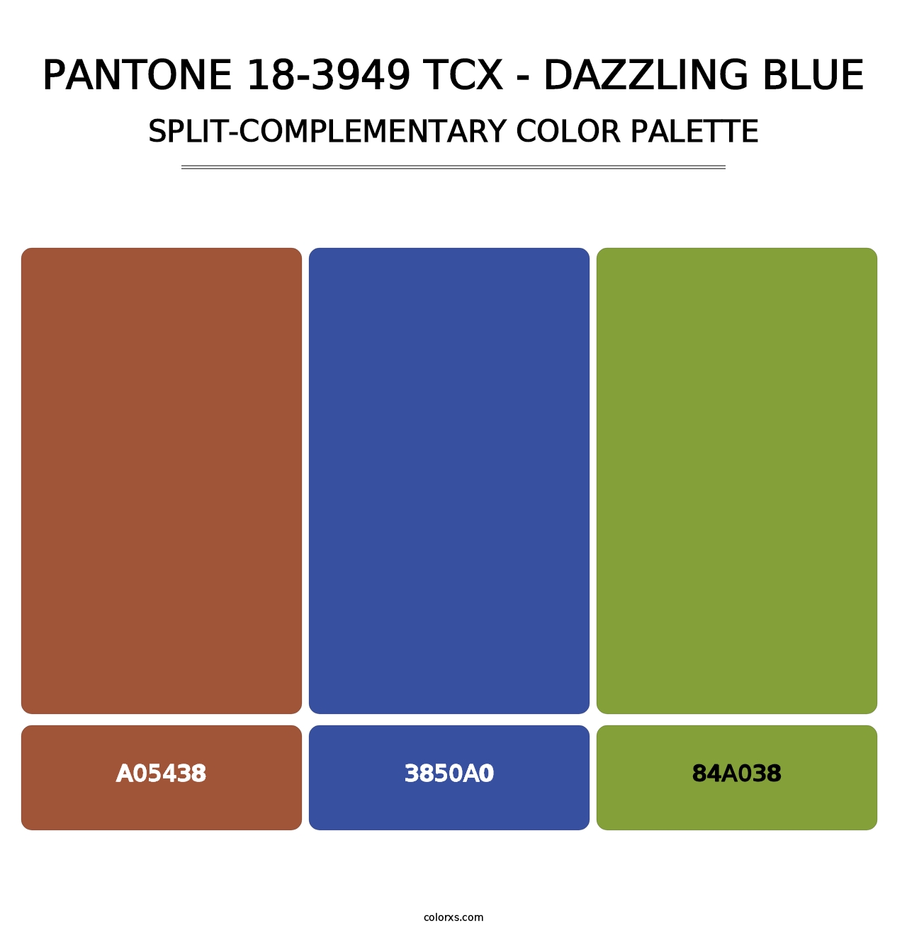 PANTONE 18-3949 TCX - Dazzling Blue - Split-Complementary Color Palette