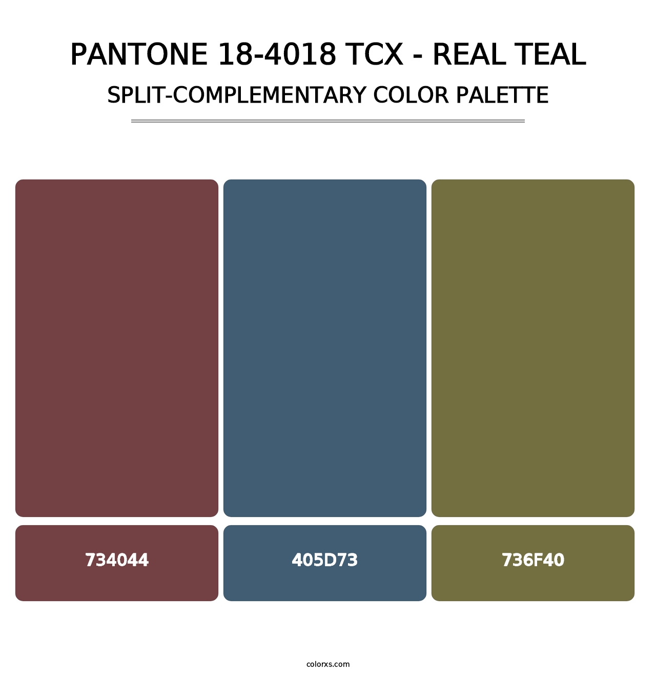 PANTONE 18-4018 TCX - Real Teal - Split-Complementary Color Palette