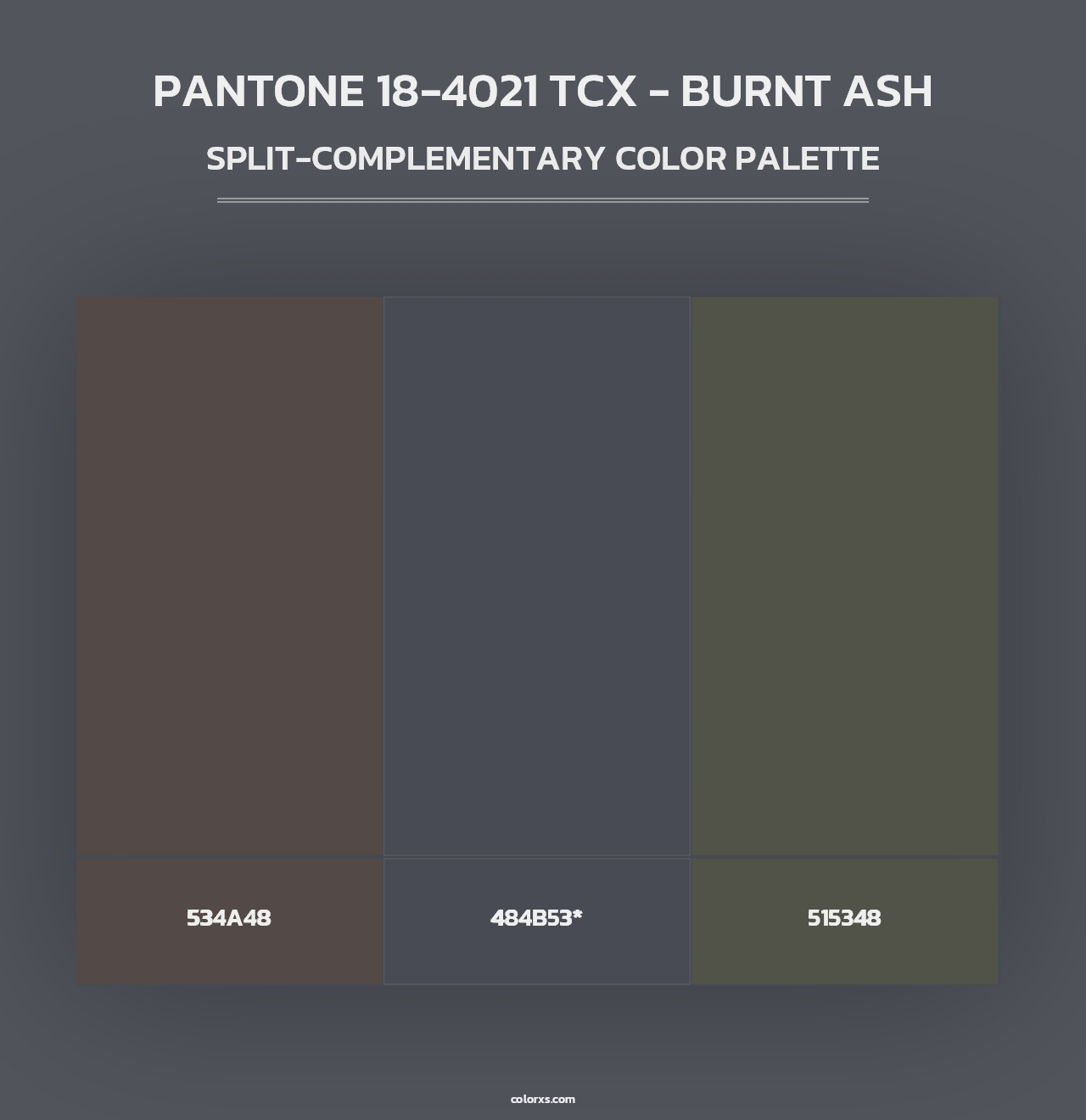 PANTONE 18-4021 TCX - Burnt Ash - Split-Complementary Color Palette