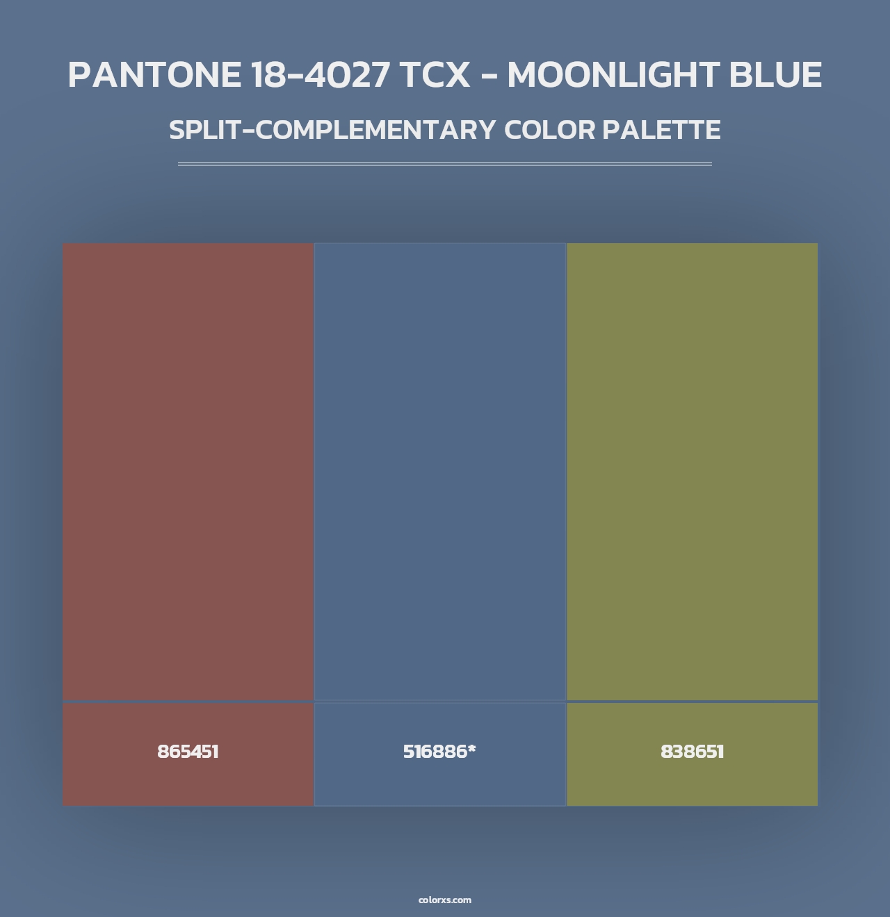 PANTONE 18-4027 TCX - Moonlight Blue - Split-Complementary Color Palette