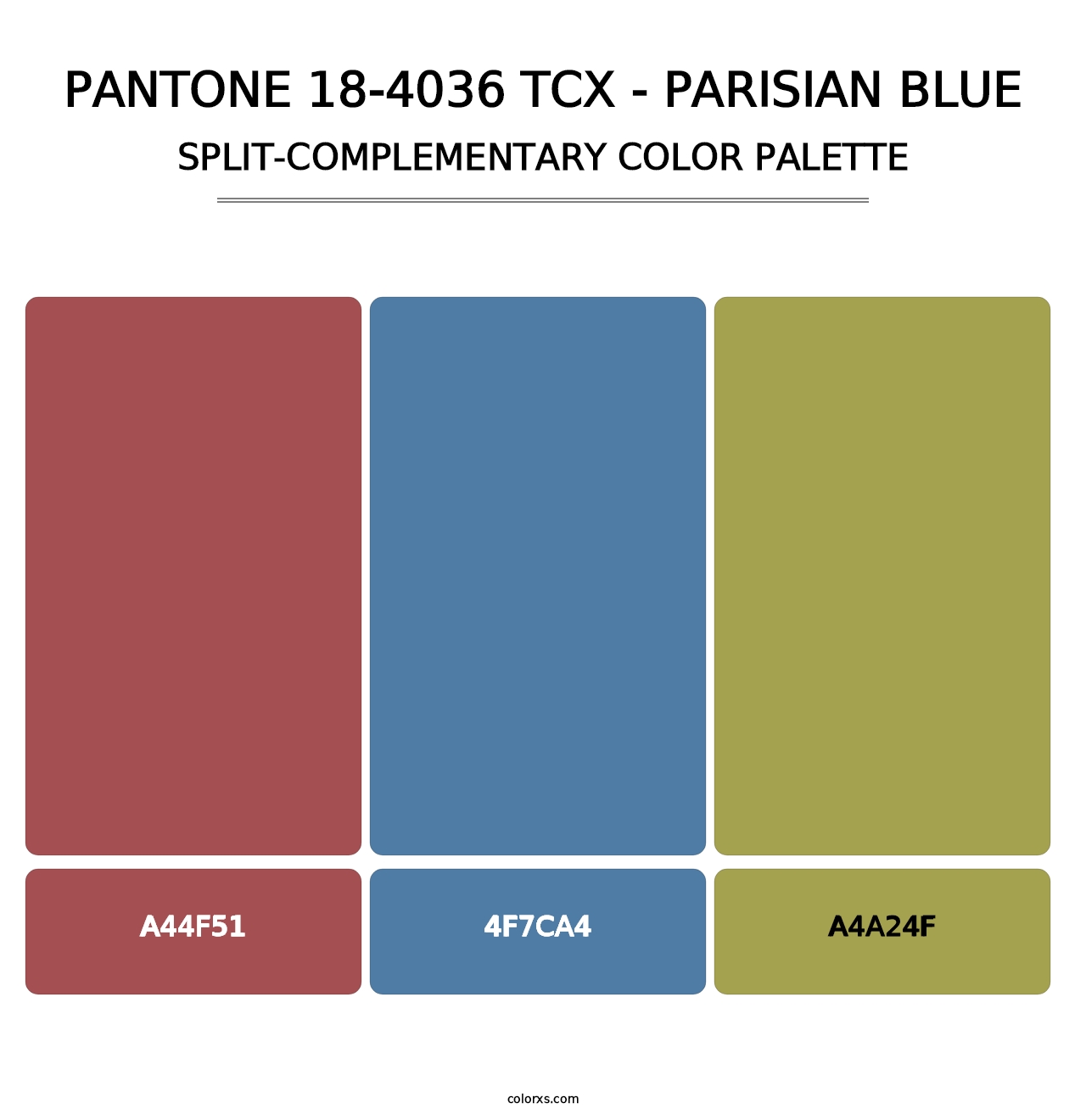PANTONE 18-4036 TCX - Parisian Blue - Split-Complementary Color Palette