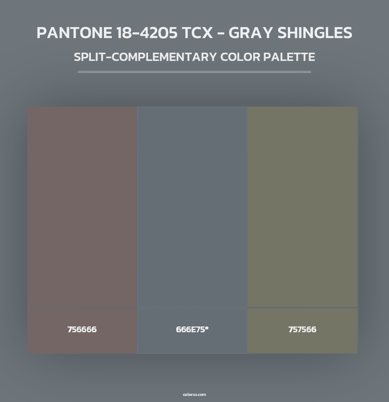 PANTONE 18-4205 TCX - Gray Shingles - Split-Complementary Color Palette