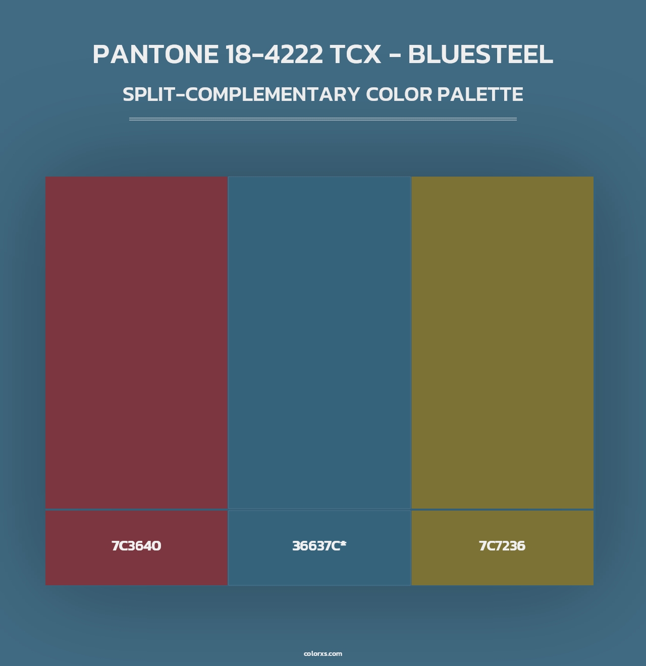 PANTONE 18-4222 TCX - Bluesteel - Split-Complementary Color Palette