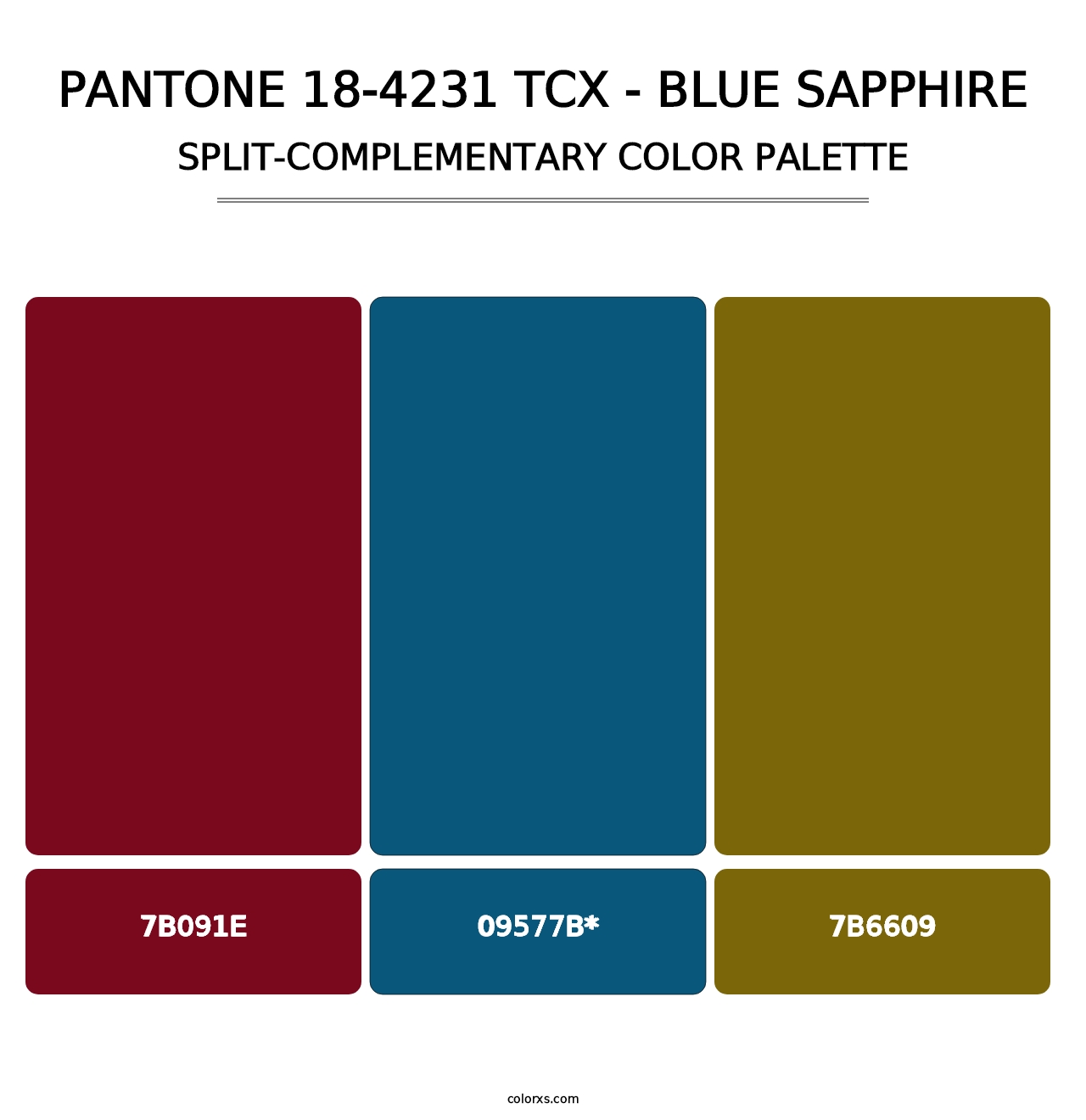 PANTONE 18-4231 TCX - Blue Sapphire - Split-Complementary Color Palette