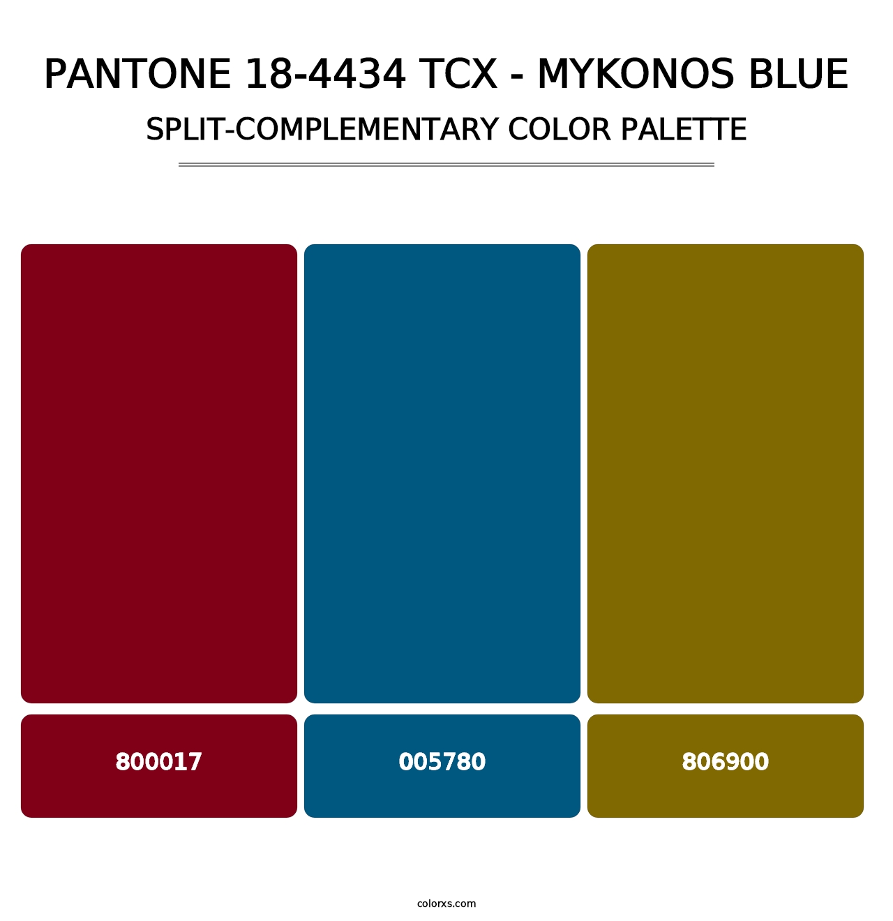 PANTONE 18-4434 TCX - Mykonos Blue - Split-Complementary Color Palette