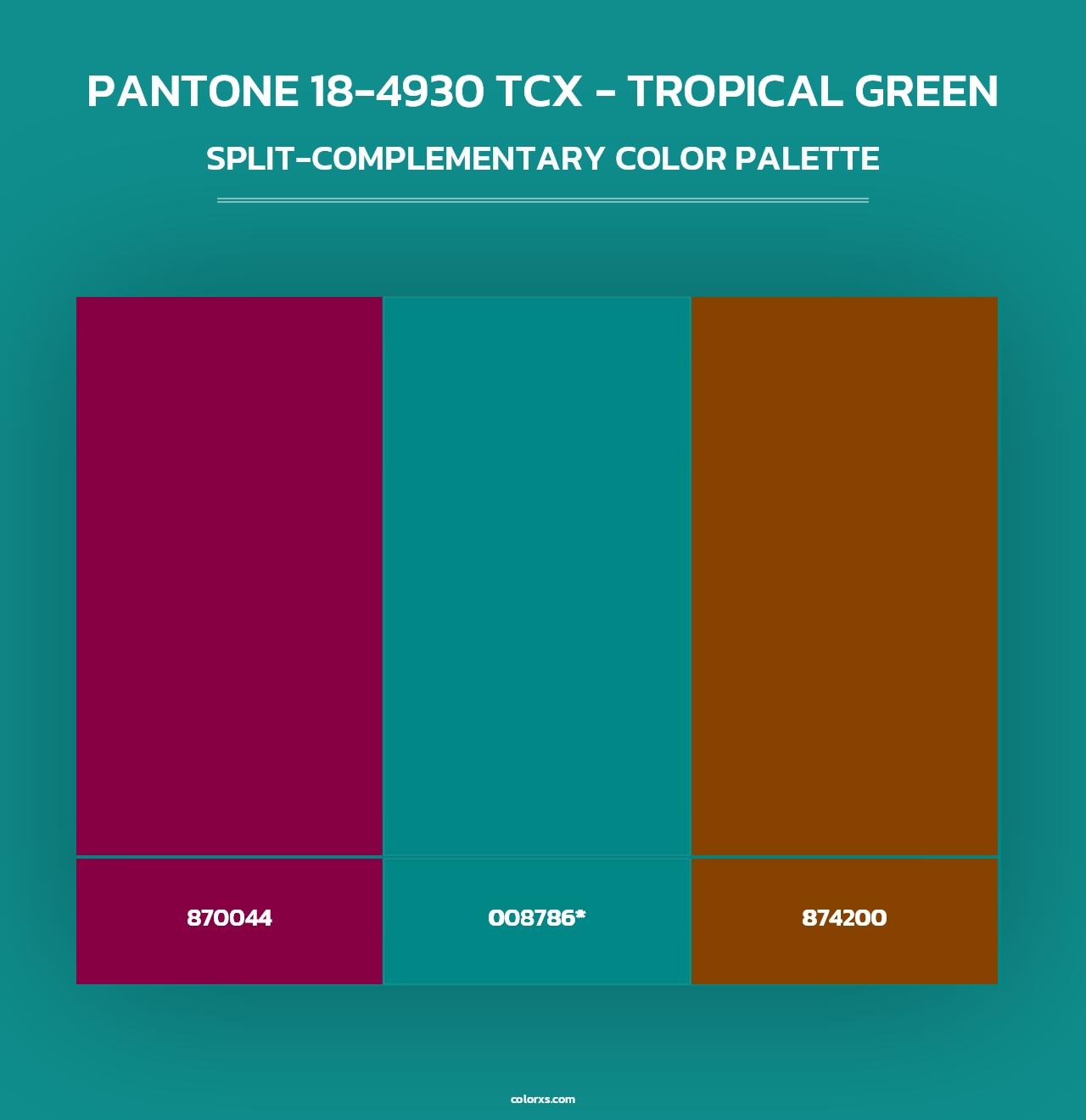 PANTONE 18-4930 TCX - Tropical Green - Split-Complementary Color Palette