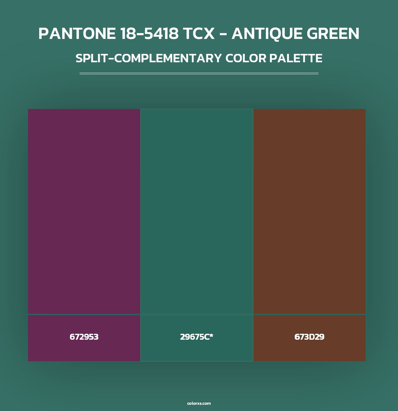 PANTONE 18-5418 TCX - Antique Green - Split-Complementary Color Palette