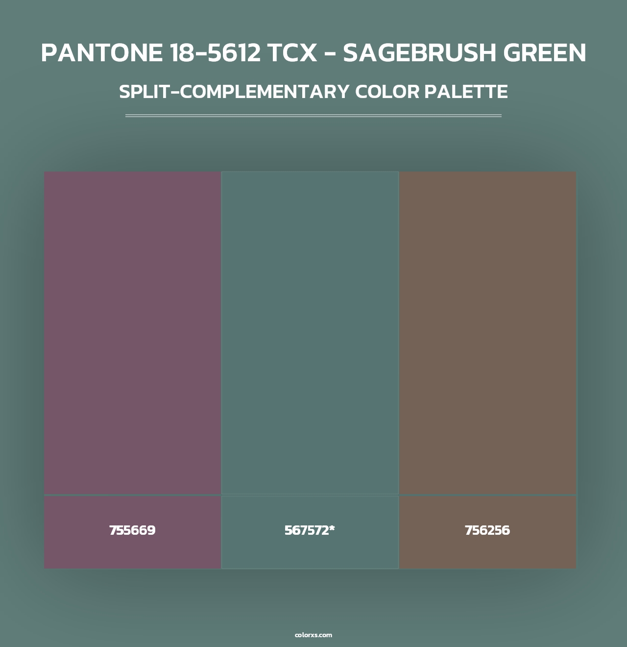 PANTONE 18-5612 TCX - Sagebrush Green - Split-Complementary Color Palette