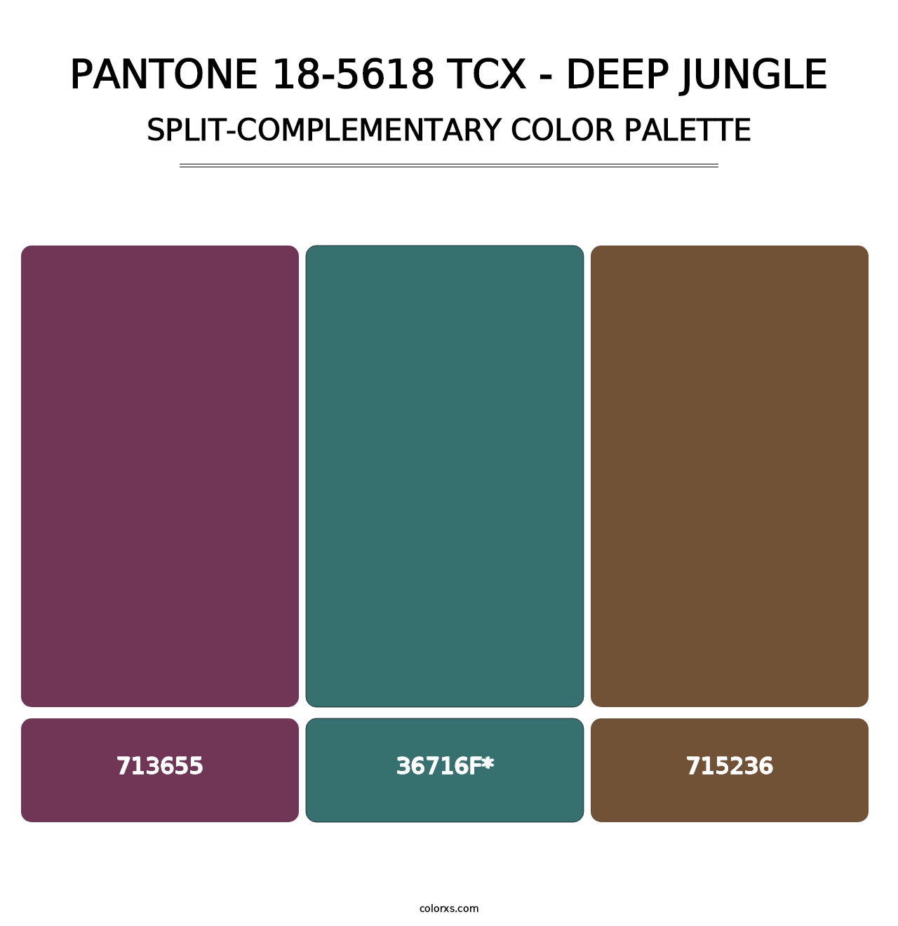 PANTONE 18-5618 TCX - Deep Jungle - Split-Complementary Color Palette