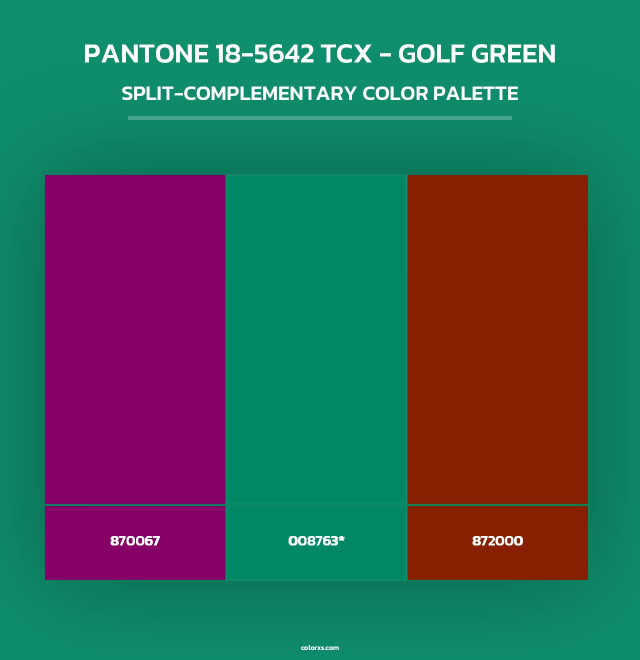 PANTONE 18-5642 TCX - Golf Green - Split-Complementary Color Palette
