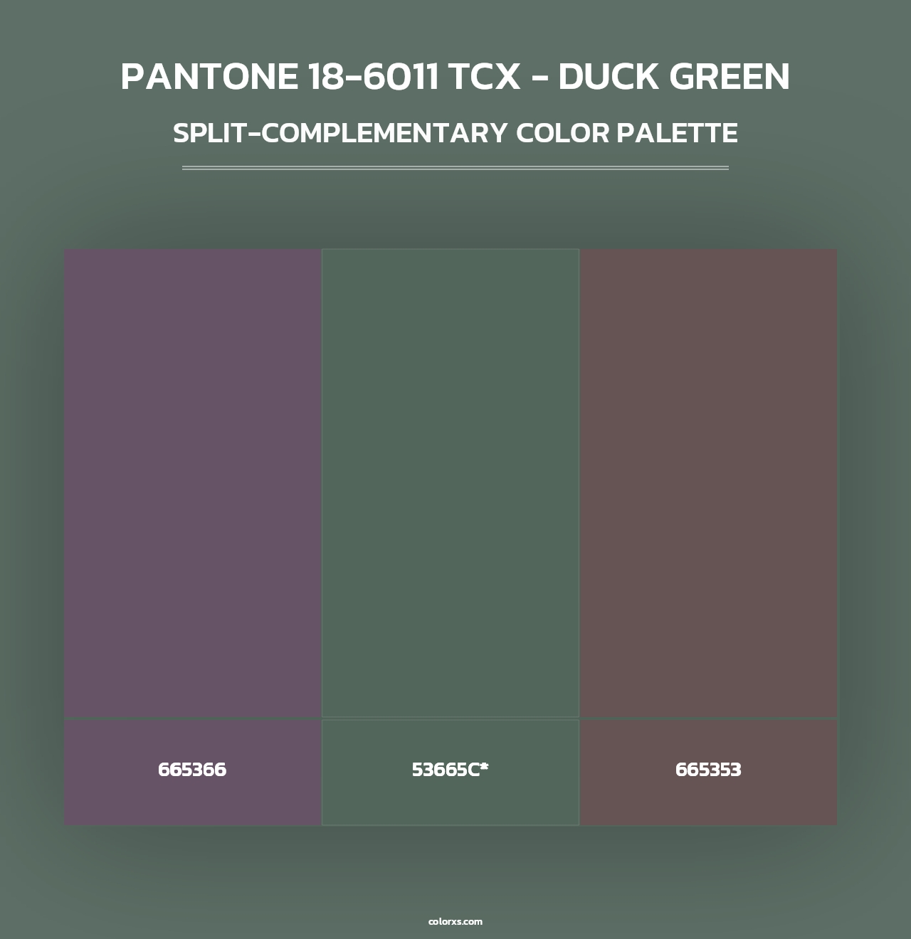 PANTONE 18-6011 TCX - Duck Green - Split-Complementary Color Palette