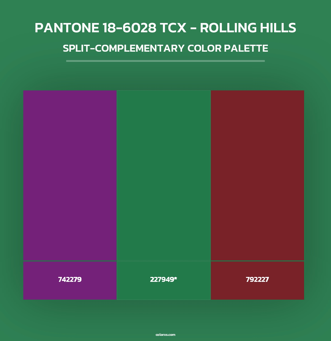 PANTONE 18-6028 TCX - Rolling Hills - Split-Complementary Color Palette