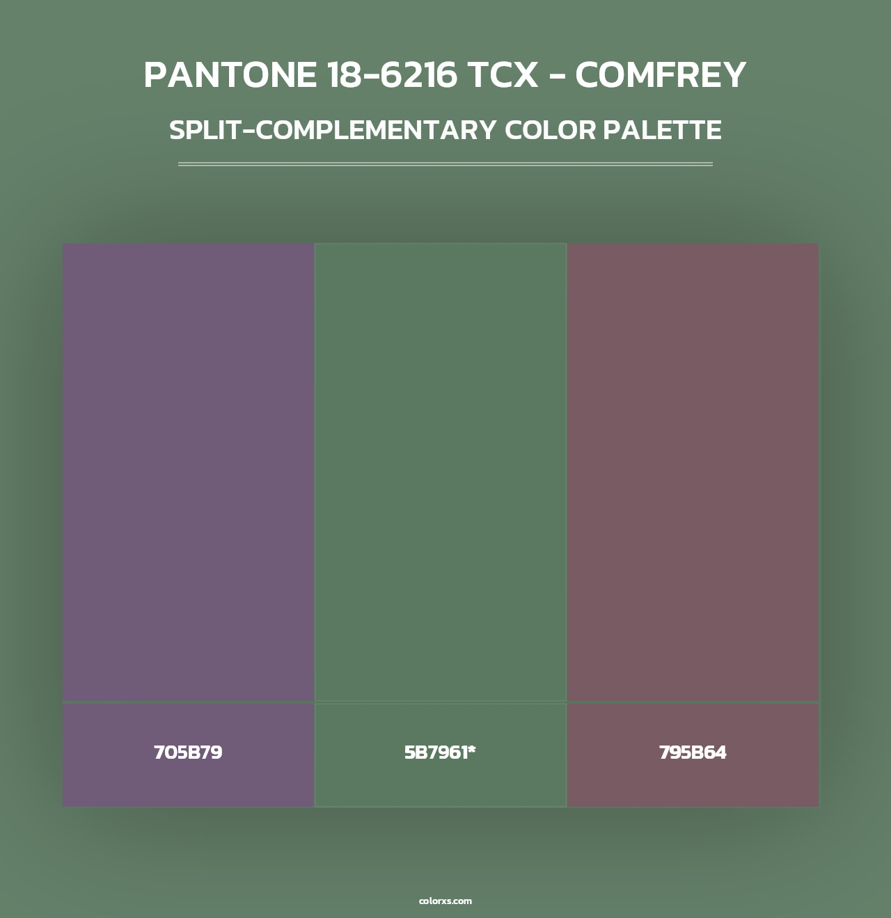 PANTONE 18-6216 TCX - Comfrey - Split-Complementary Color Palette