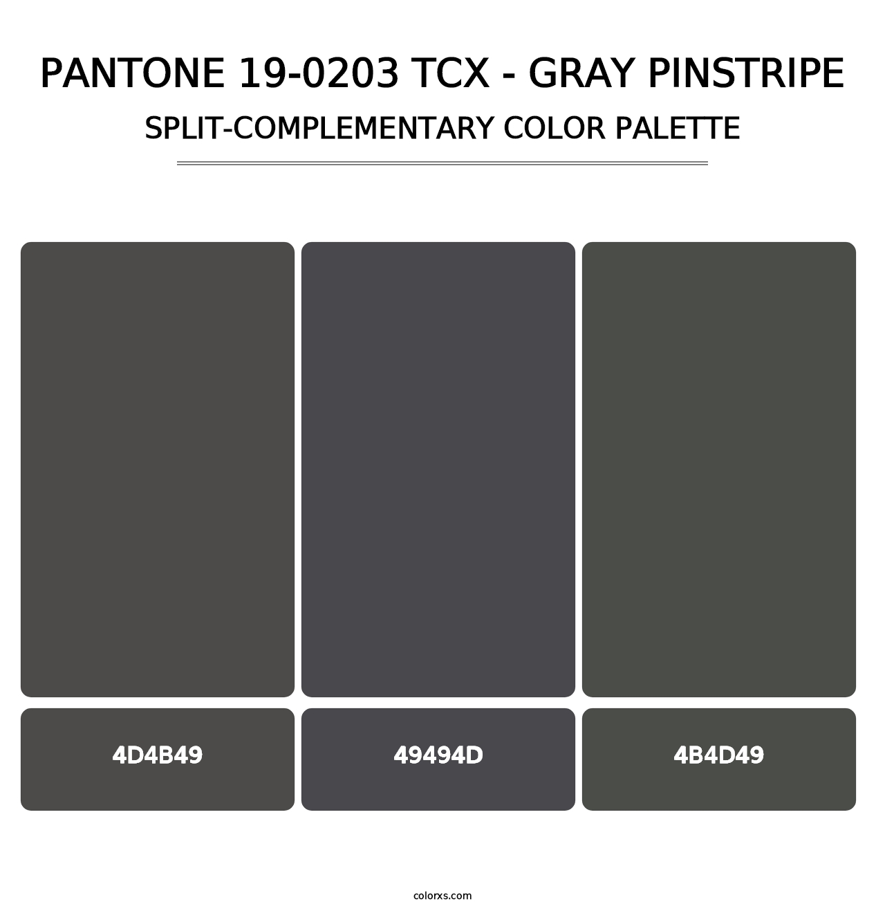 PANTONE 19-0203 TCX - Gray Pinstripe - Split-Complementary Color Palette