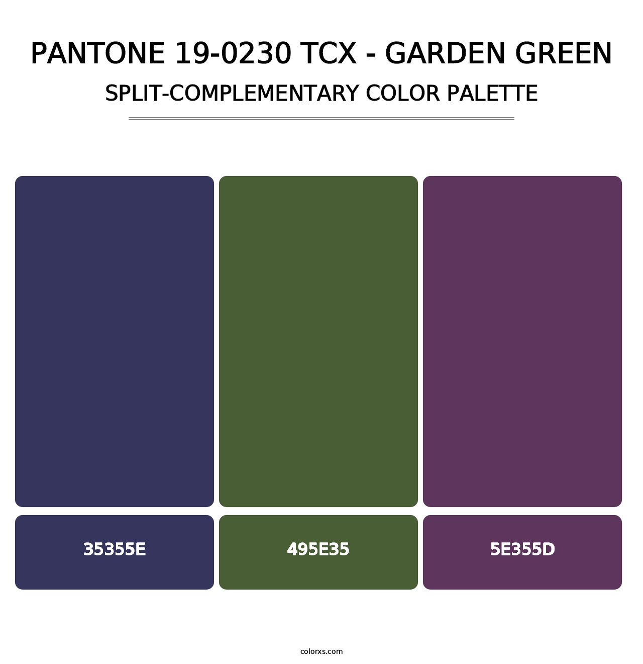 PANTONE 19-0230 TCX - Garden Green - Split-Complementary Color Palette