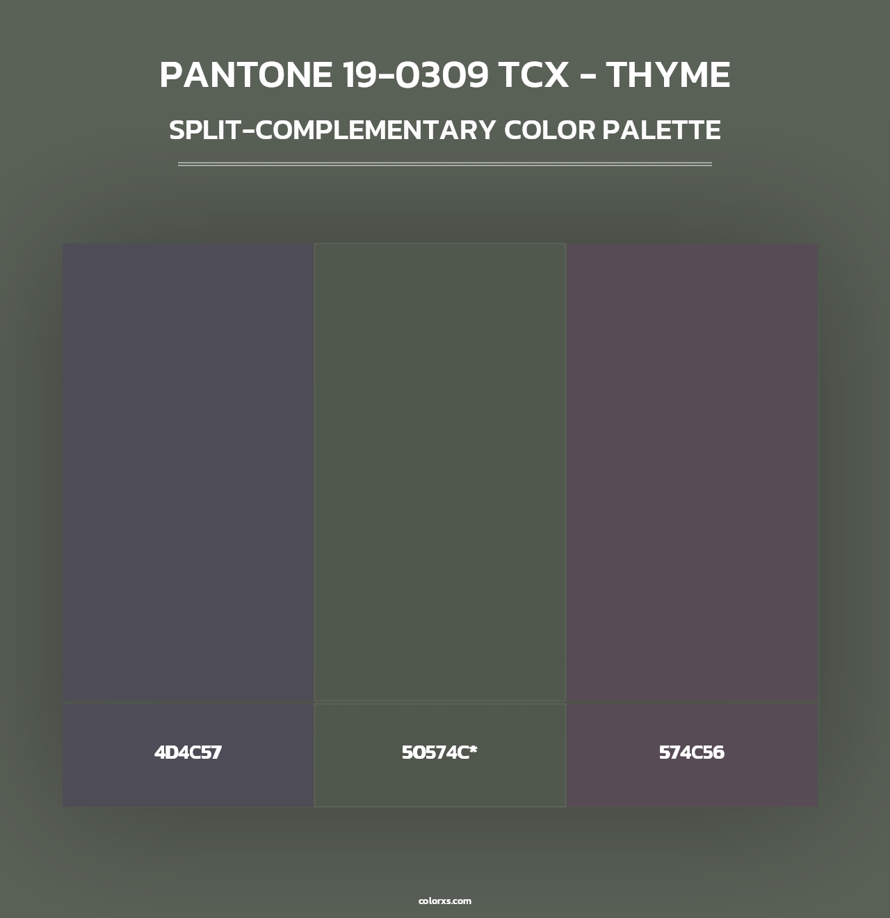 PANTONE 19-0309 TCX - Thyme - Split-Complementary Color Palette