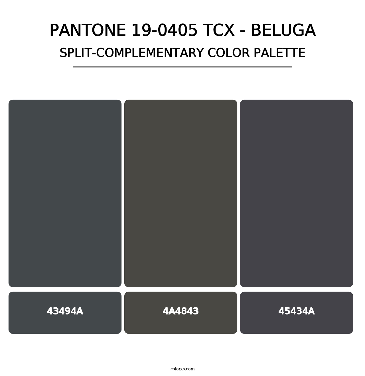 PANTONE 19-0405 TCX - Beluga - Split-Complementary Color Palette