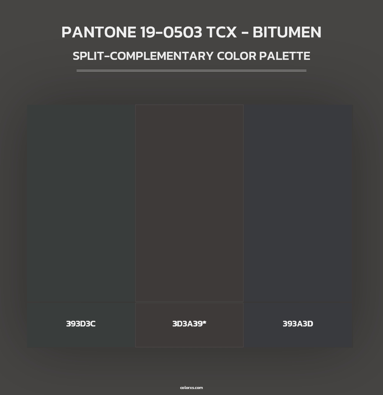 PANTONE 19-0503 TCX - Bitumen - Split-Complementary Color Palette