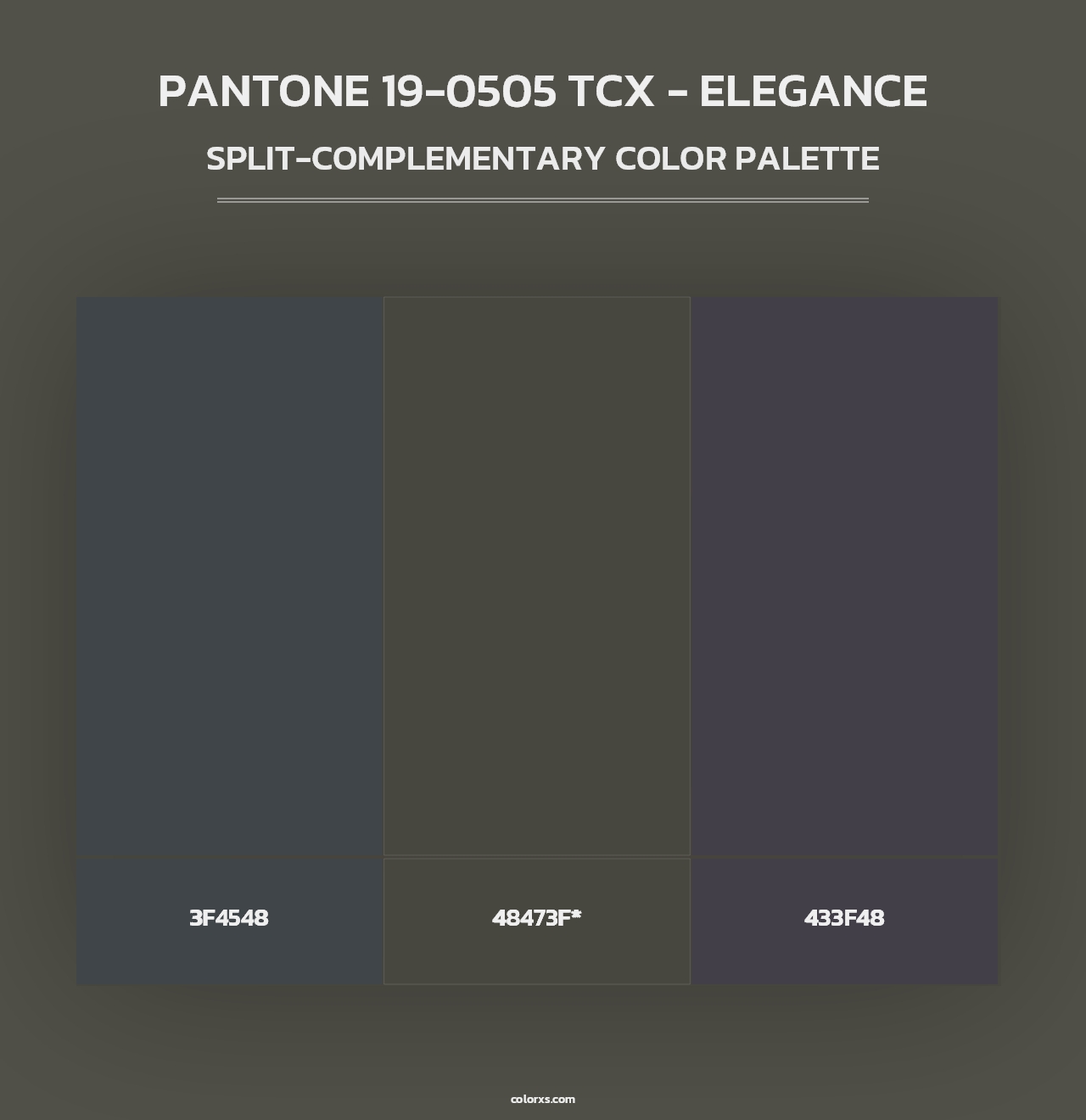 PANTONE 19-0505 TCX - Elegance - Split-Complementary Color Palette