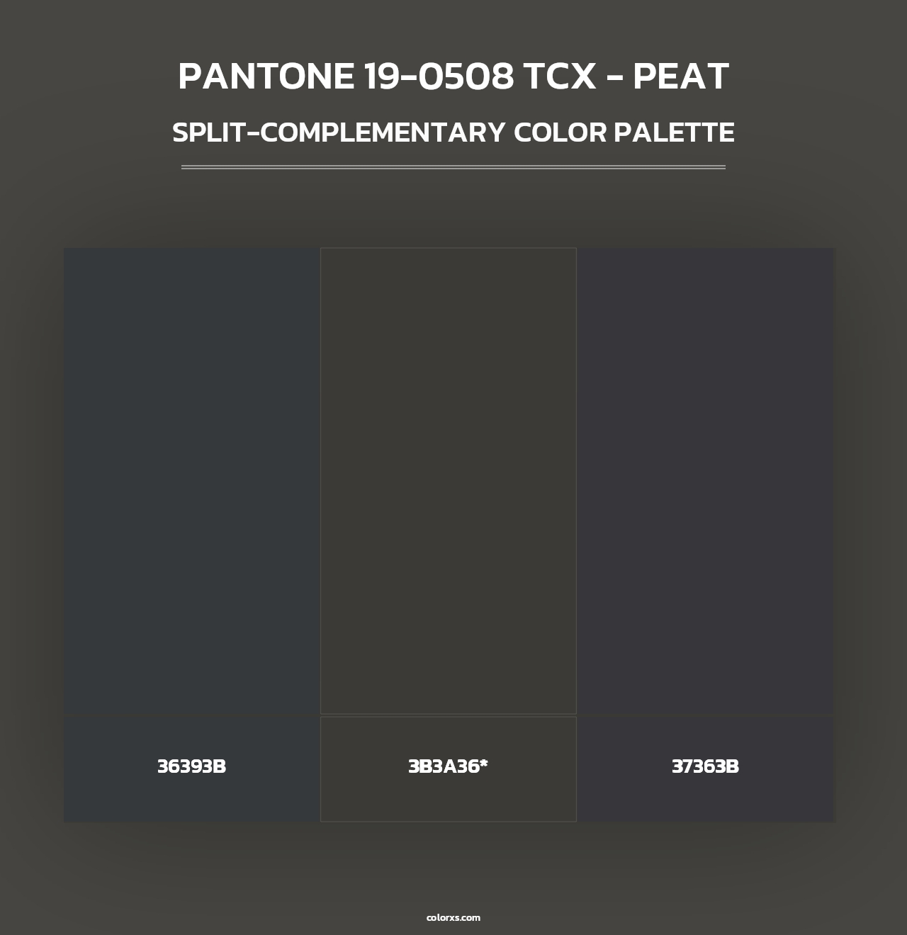 PANTONE 19-0508 TCX - Peat - Split-Complementary Color Palette