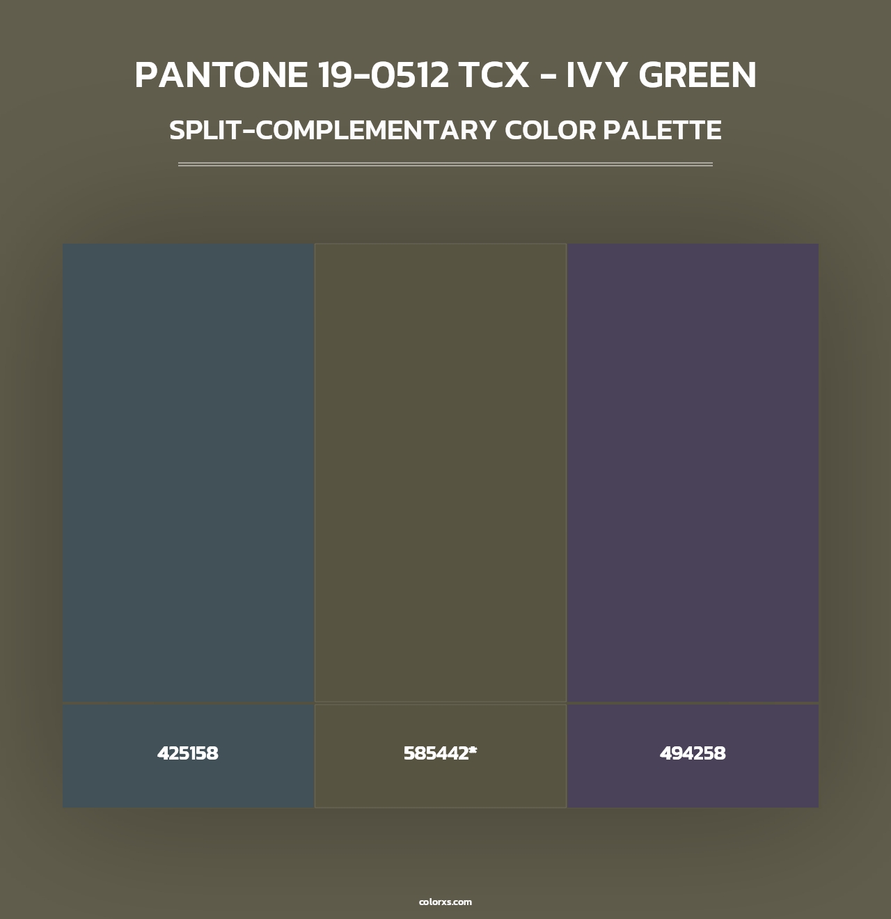 PANTONE 19-0512 TCX - Ivy Green - Split-Complementary Color Palette