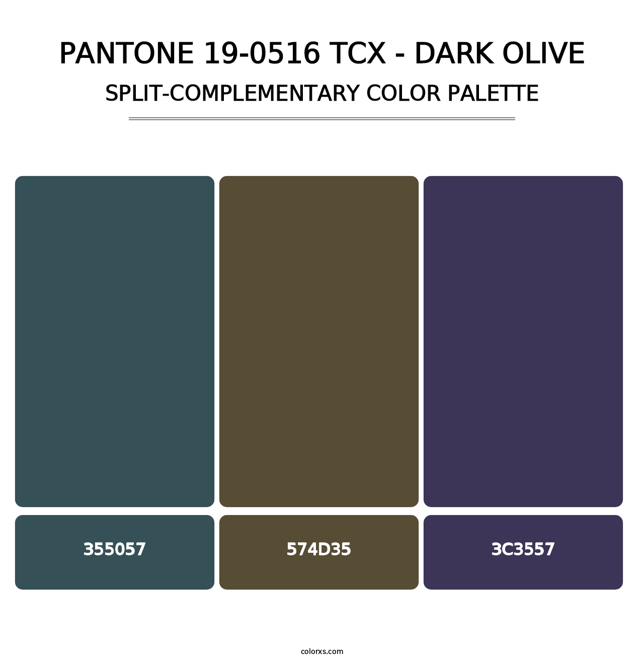 PANTONE 19-0516 TCX - Dark Olive - Split-Complementary Color Palette