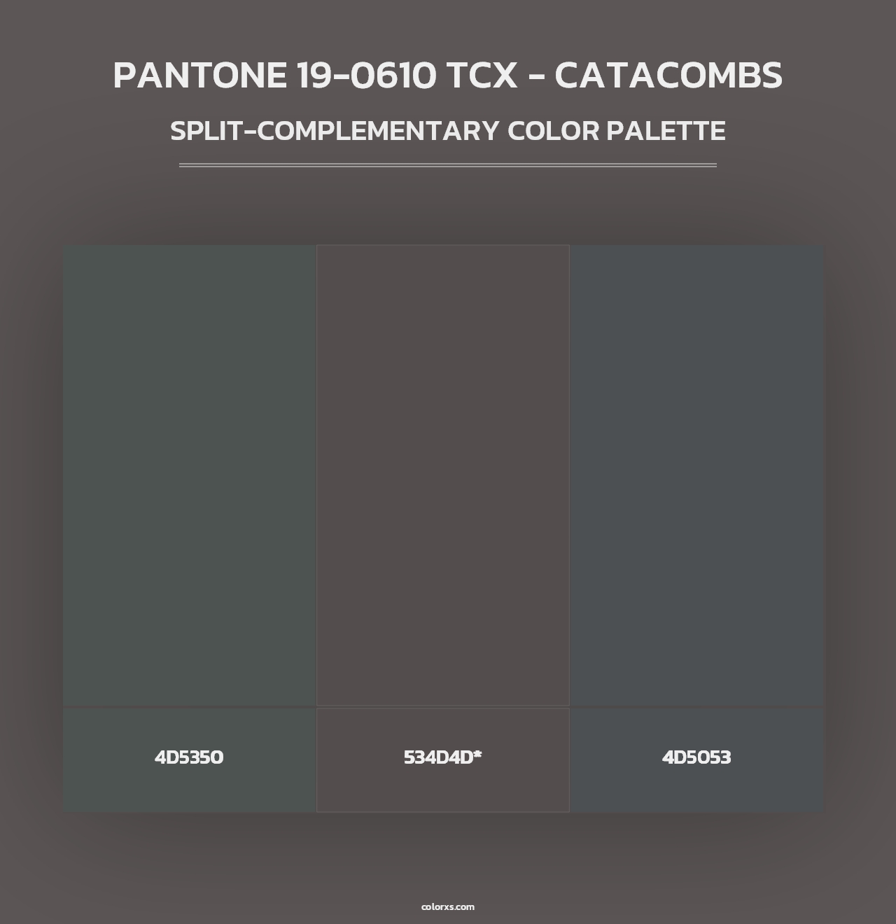 PANTONE 19-0610 TCX - Catacombs - Split-Complementary Color Palette