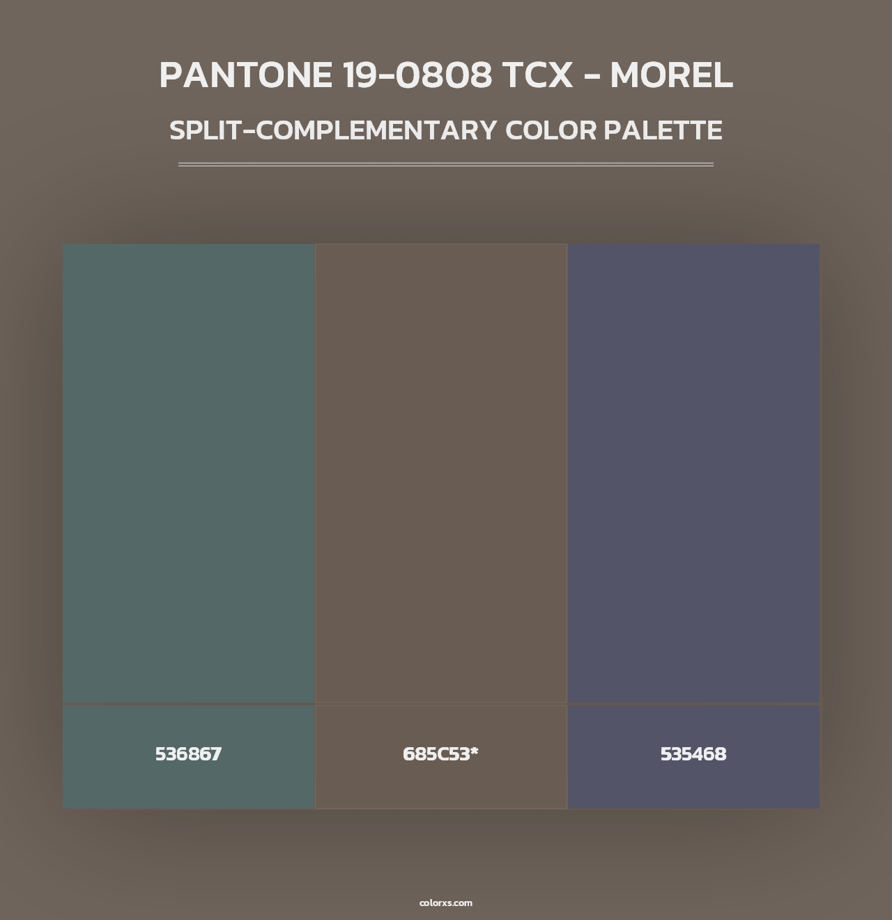 PANTONE 19-0808 TCX - Morel - Split-Complementary Color Palette