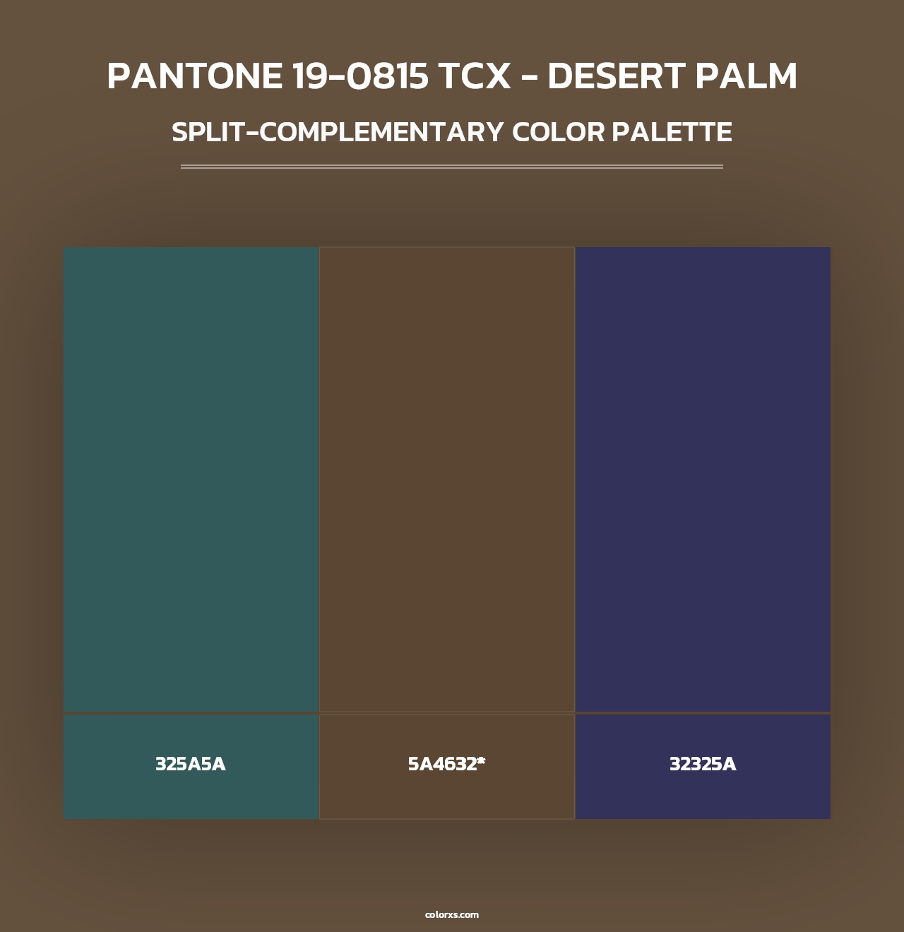 PANTONE 19-0815 TCX - Desert Palm - Split-Complementary Color Palette