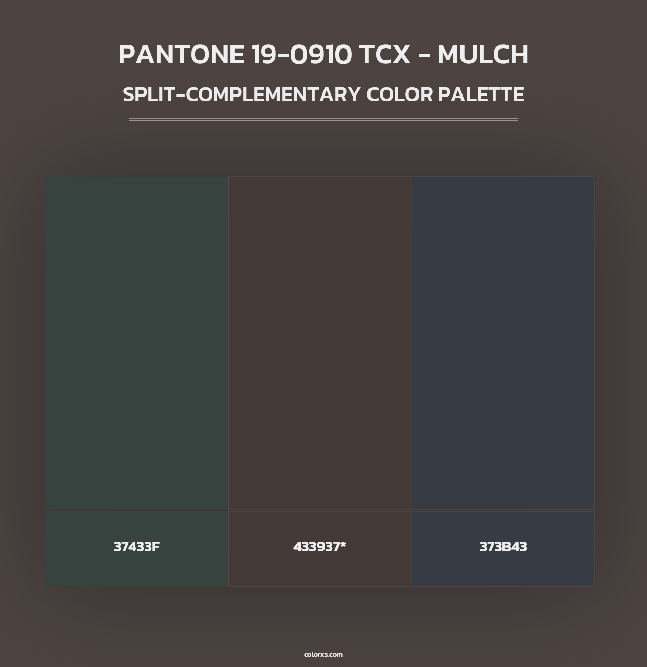 PANTONE 19-0910 TCX - Mulch - Split-Complementary Color Palette