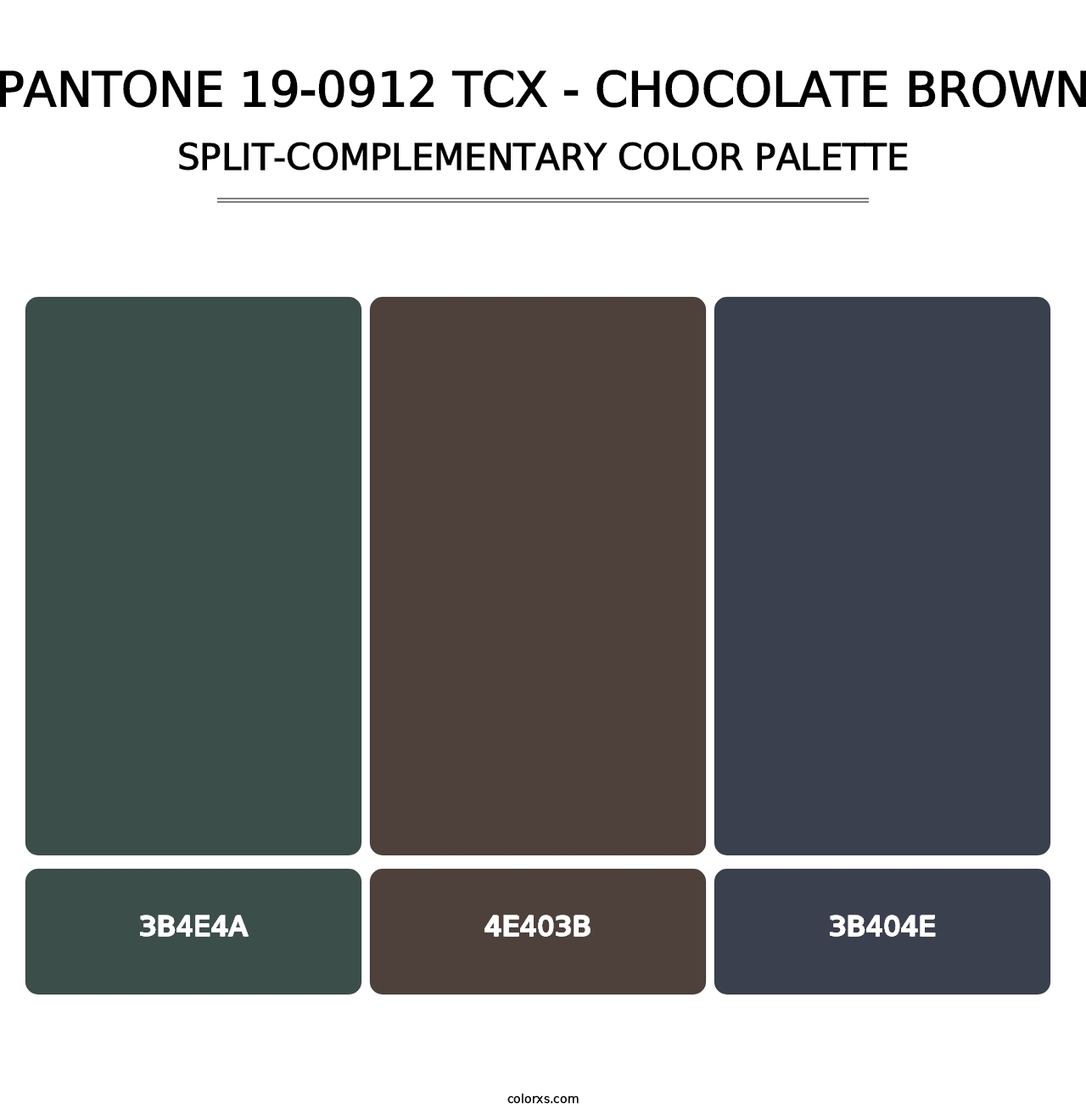 PANTONE 19-0912 TCX - Chocolate Brown - Split-Complementary Color Palette