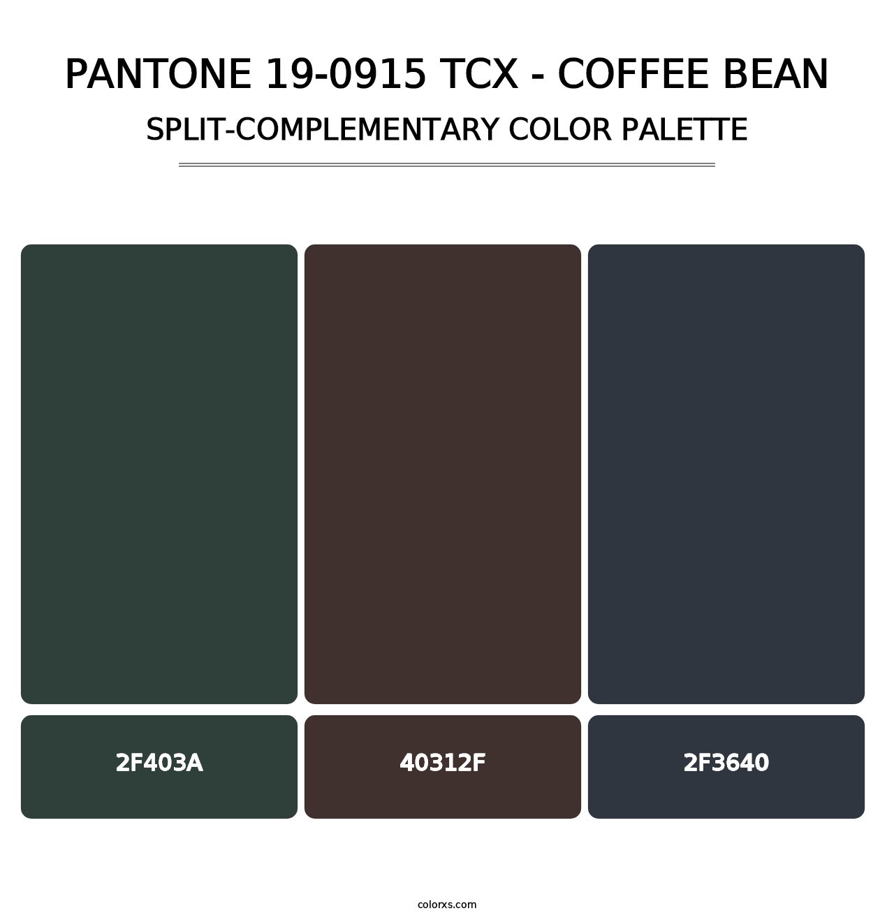 PANTONE 19-0915 TCX - Coffee Bean - Split-Complementary Color Palette