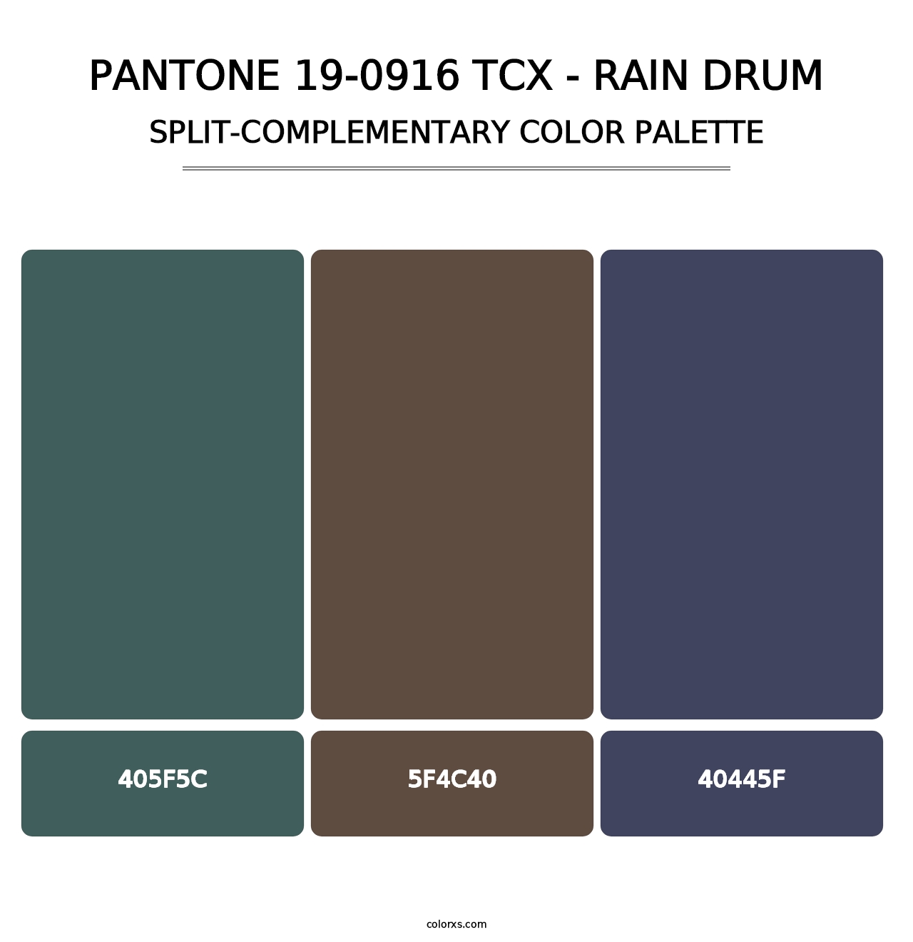 PANTONE 19-0916 TCX - Rain Drum - Split-Complementary Color Palette