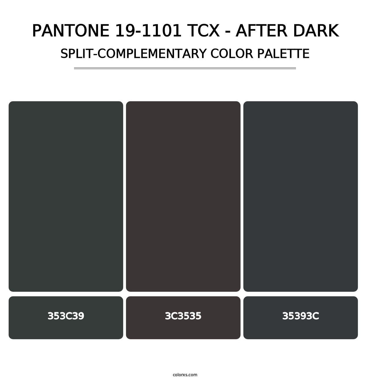 PANTONE 19-1101 TCX - After Dark - Split-Complementary Color Palette