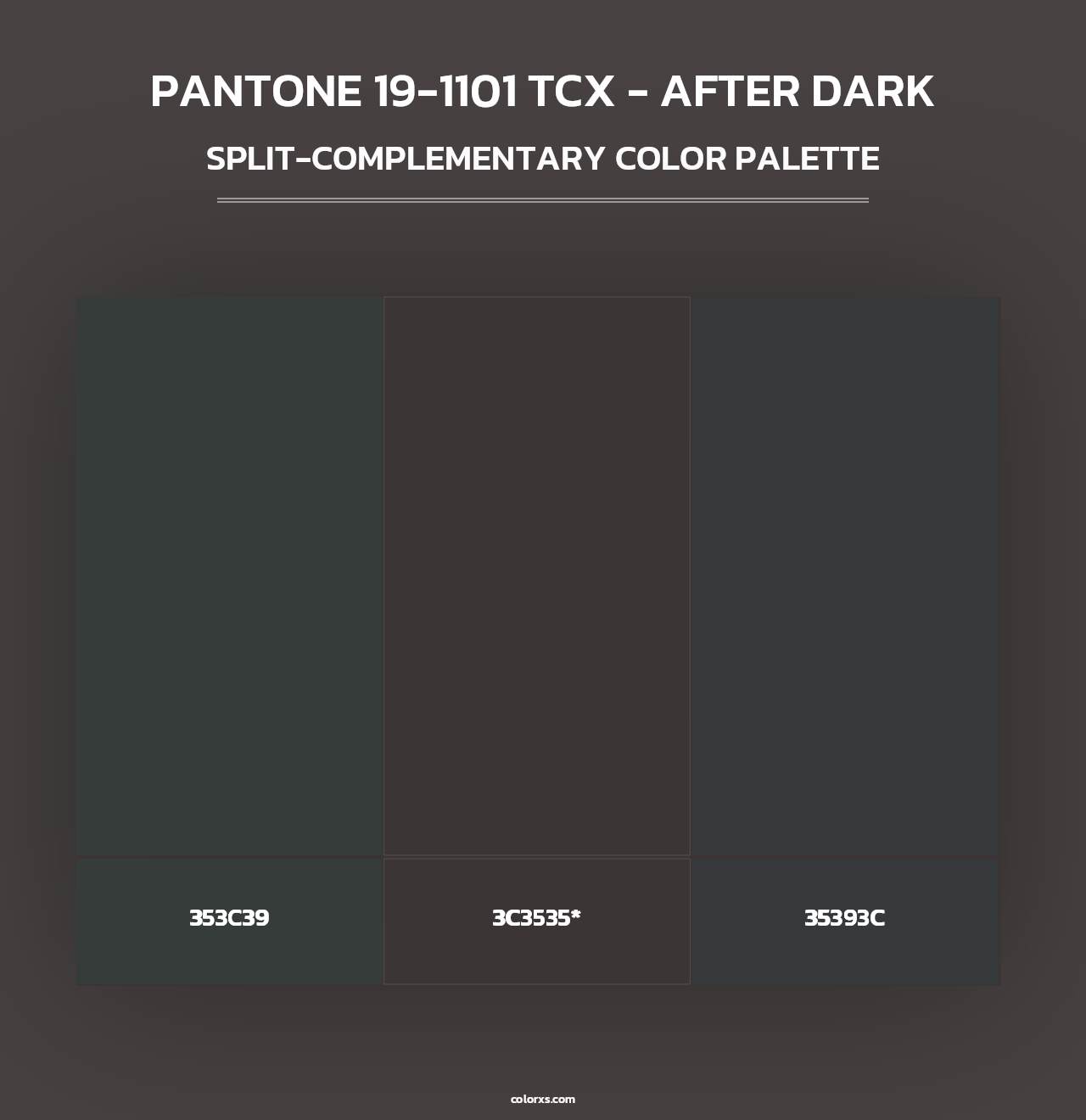 PANTONE 19-1101 TCX - After Dark - Split-Complementary Color Palette